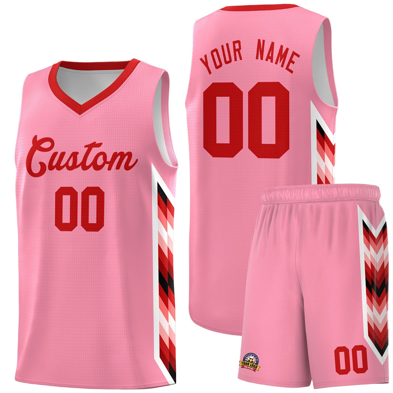 Custom Light Pink Mosaic Gradient Fashion Sports Uniform Basketball Jersey