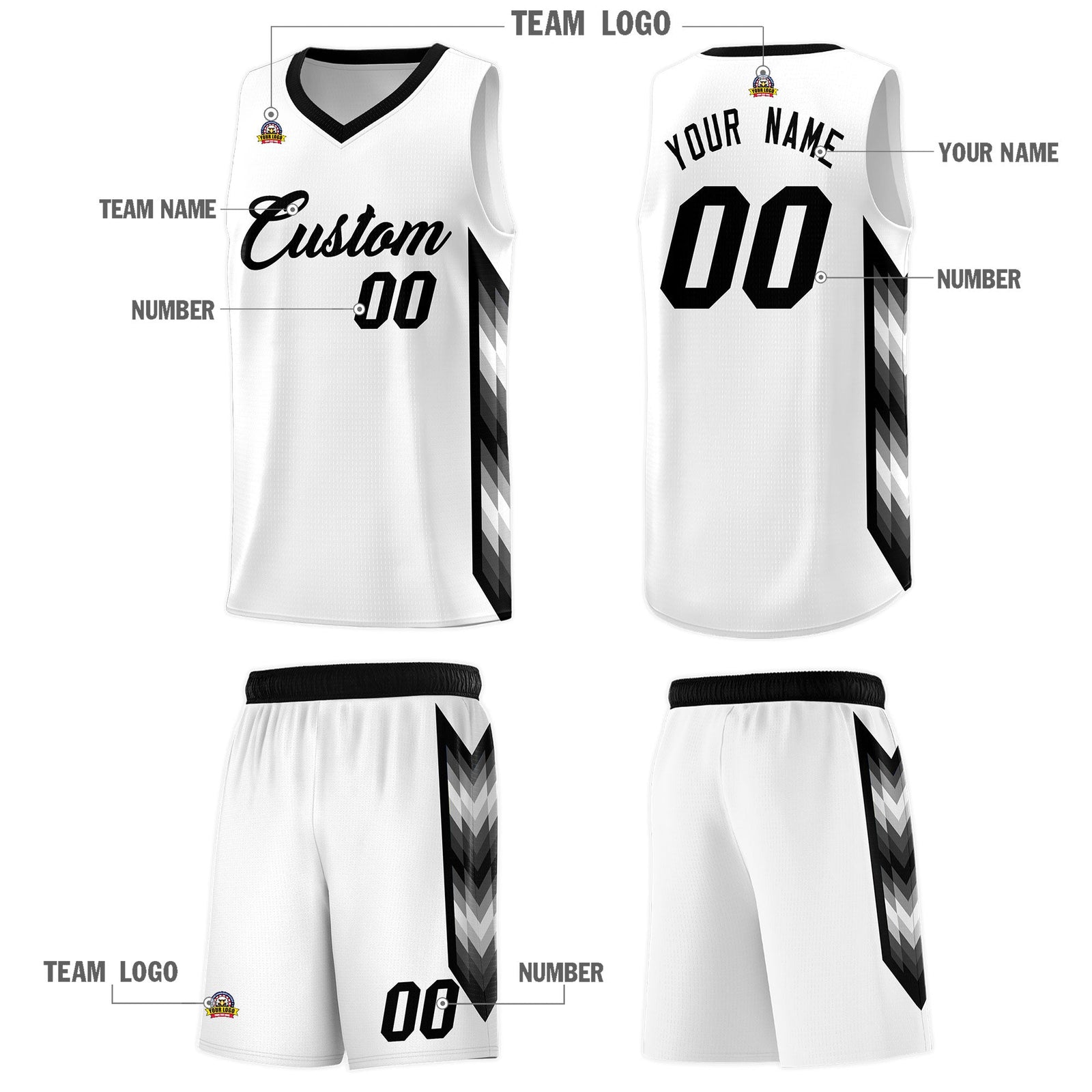 Custom White Mosaic Gradient Fashion Sports Uniform Basketball Jersey