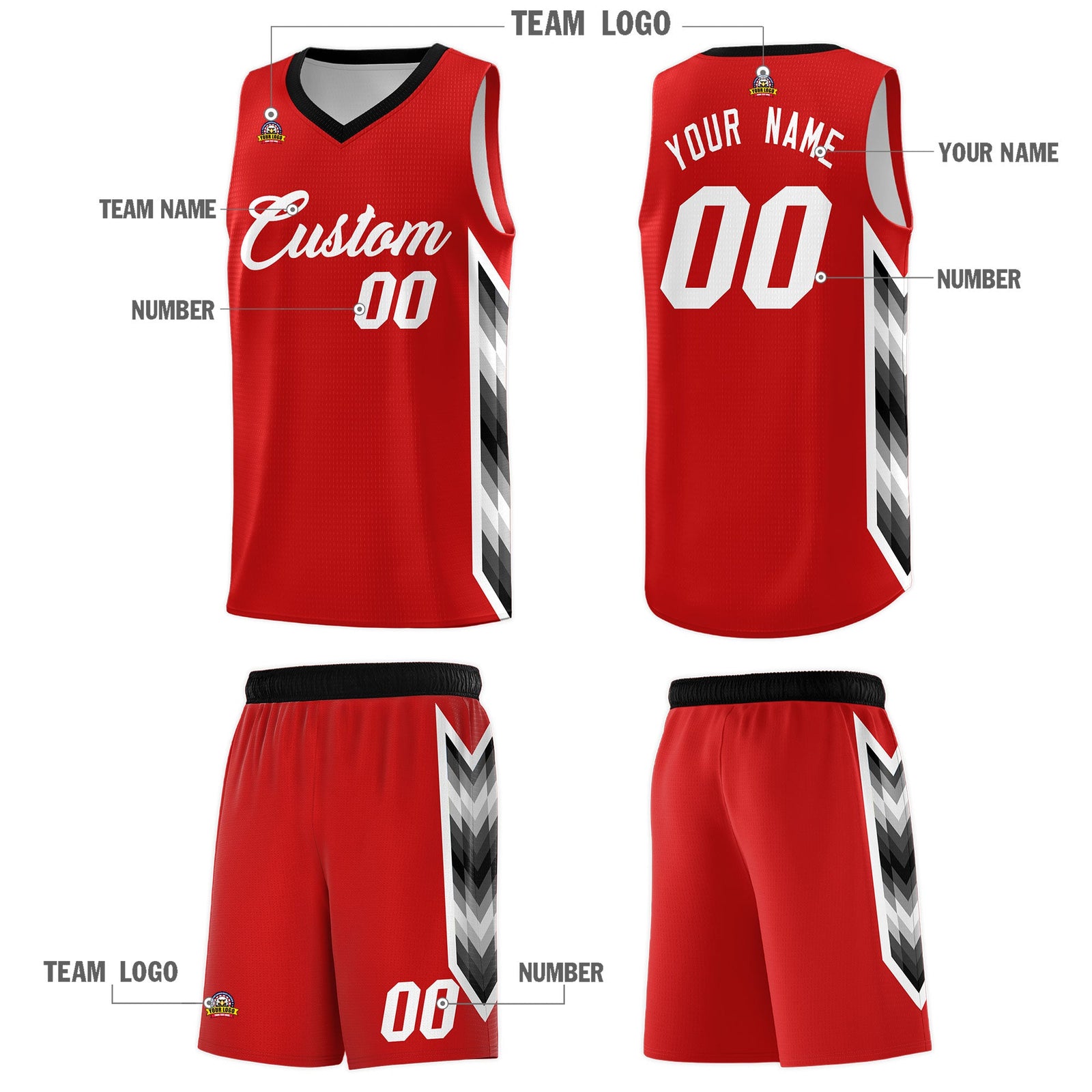 Custom Red Mosaic Gradient Fashion Sports Uniform Basketball Jersey