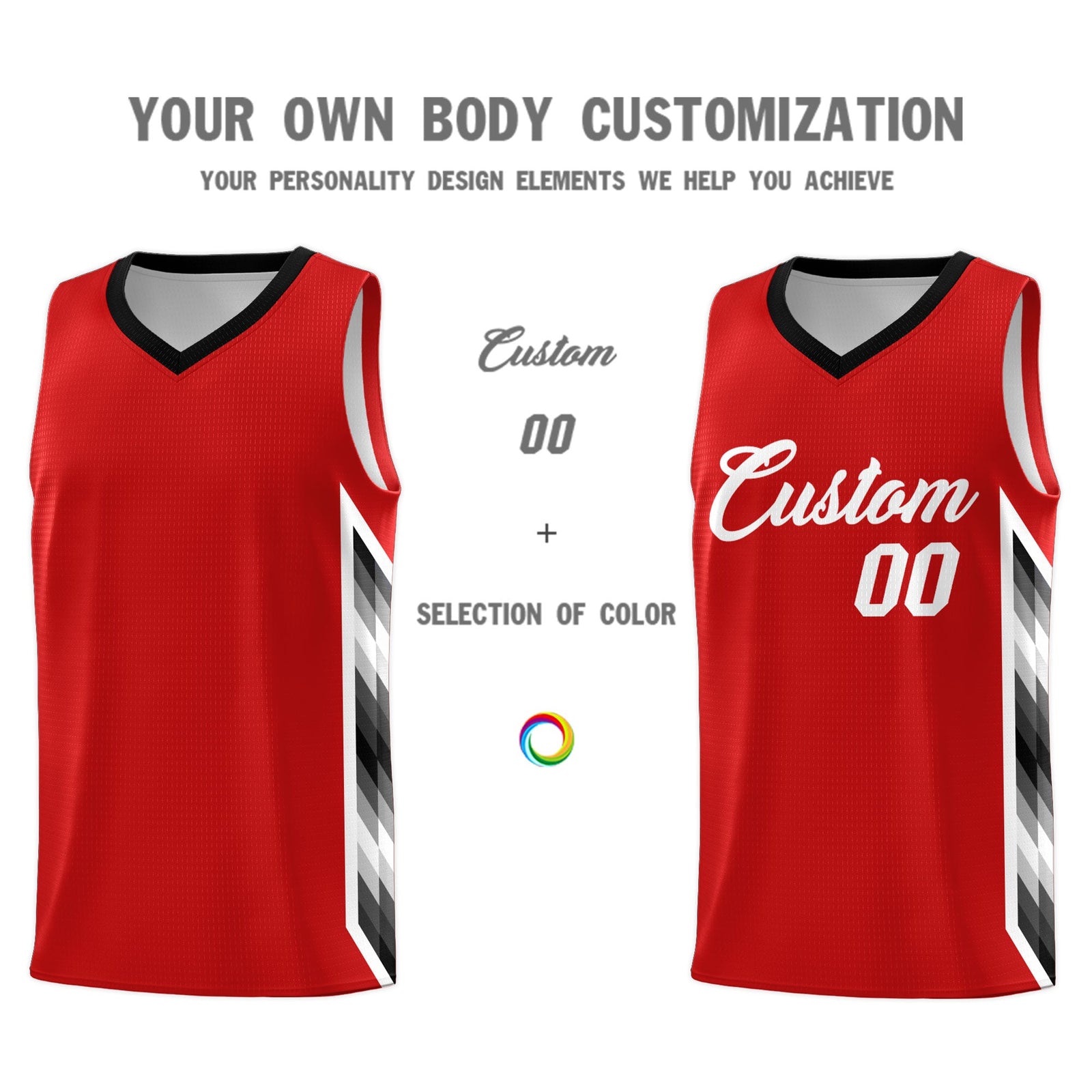 Custom Red Mosaic Gradient Fashion Sports Uniform Basketball Jersey
