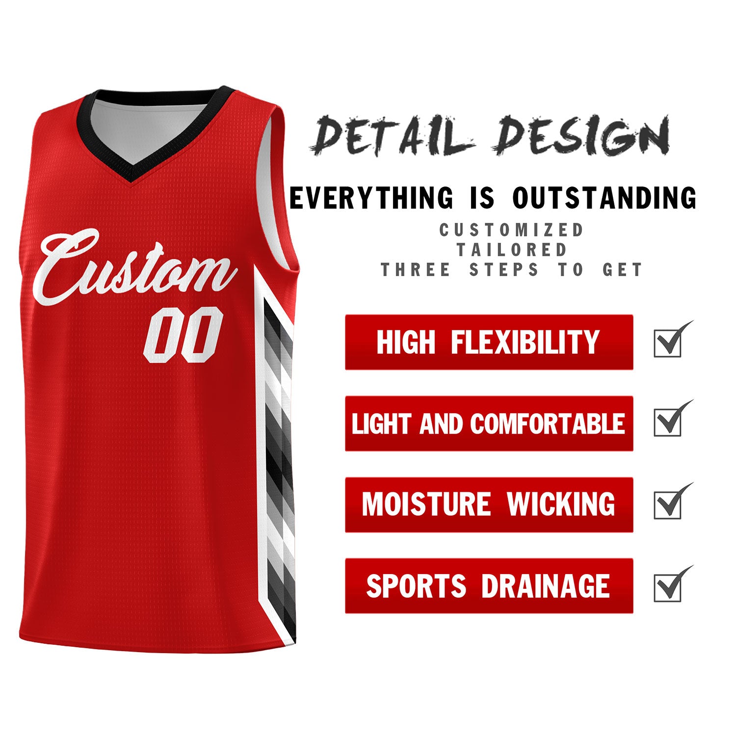 Custom Red Mosaic Gradient Fashion Sports Uniform Basketball Jersey