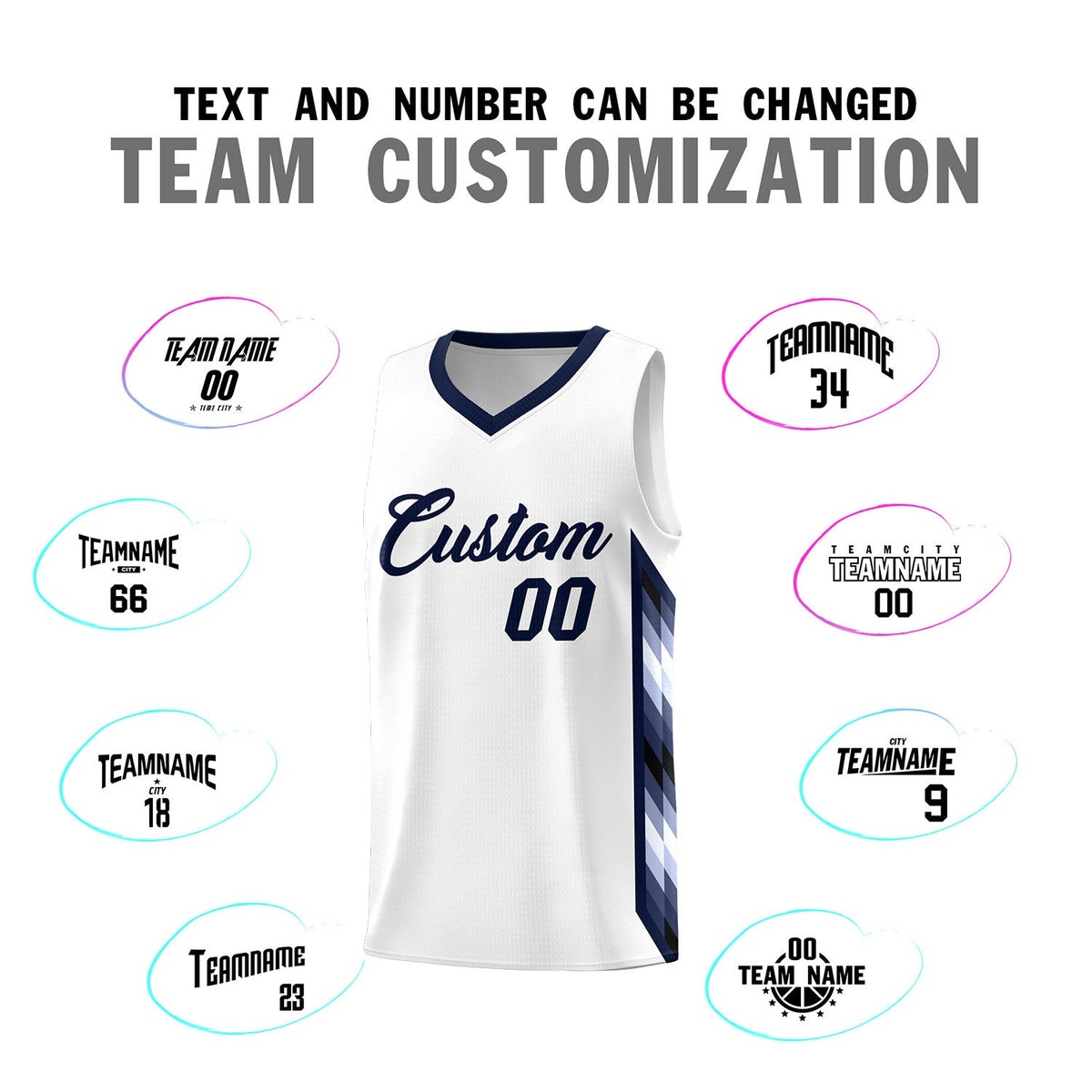 Custom White Mosaic Gradient Fashion Sports Uniform Basketball Jersey