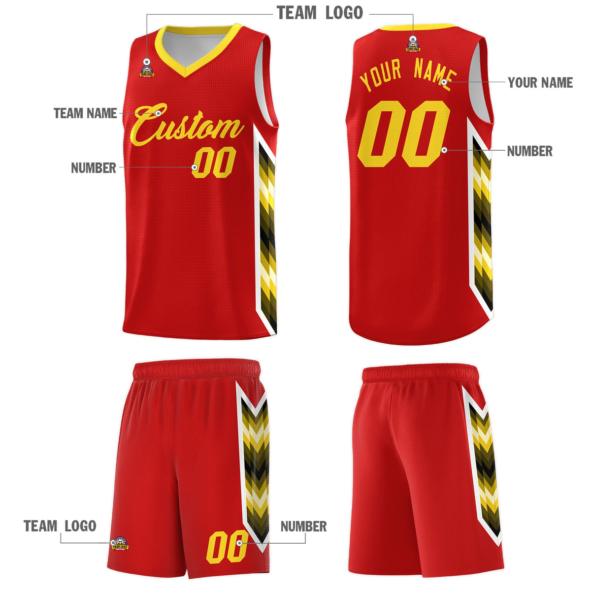 Custom Red Mosaic Gradient Fashion Sports Uniform Basketball Jersey