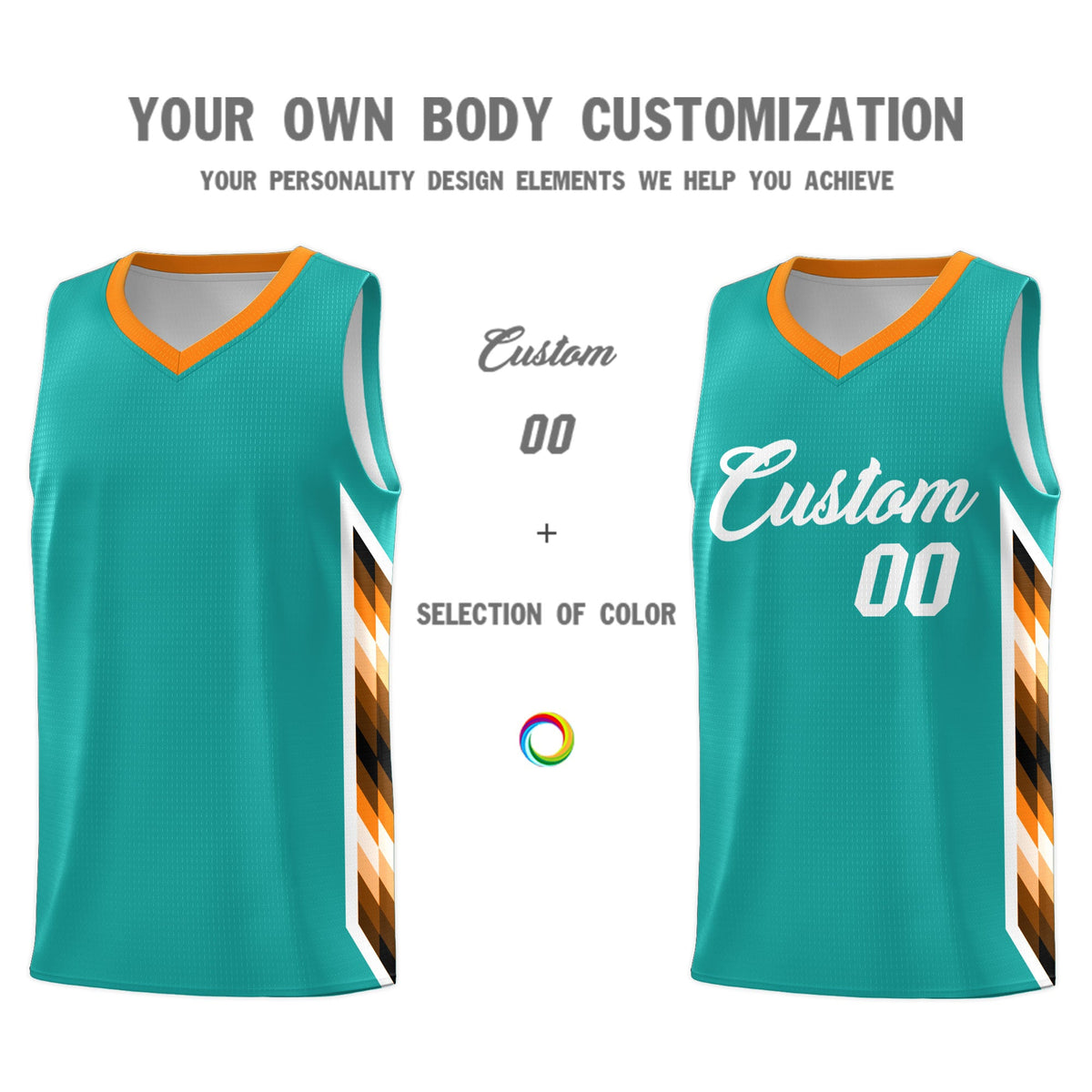 Custom Aqua Mosaic Gradient Fashion Sports Uniform Basketball Jersey