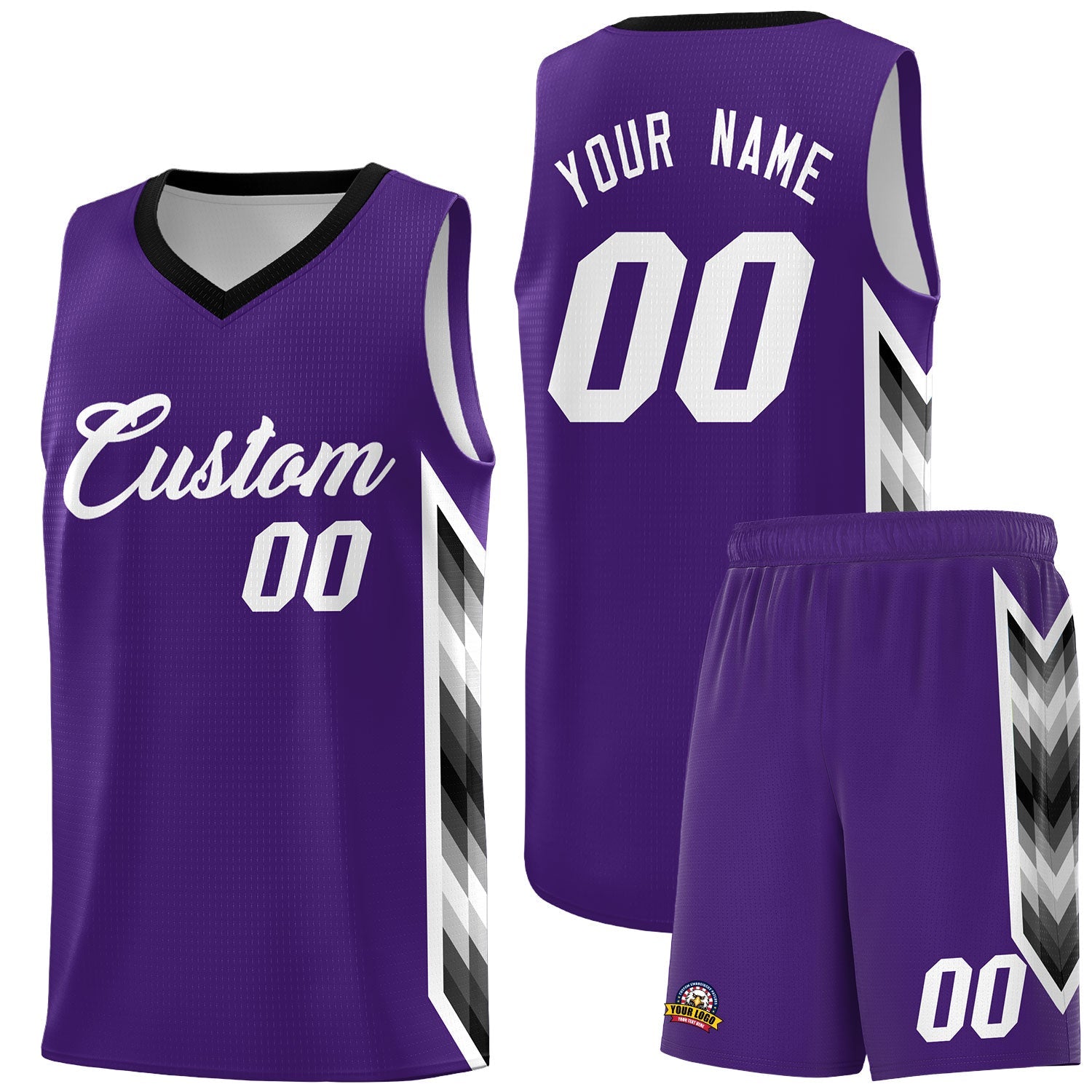 Custom Purple Mosaic Gradient Fashion Sports Uniform Basketball Jersey