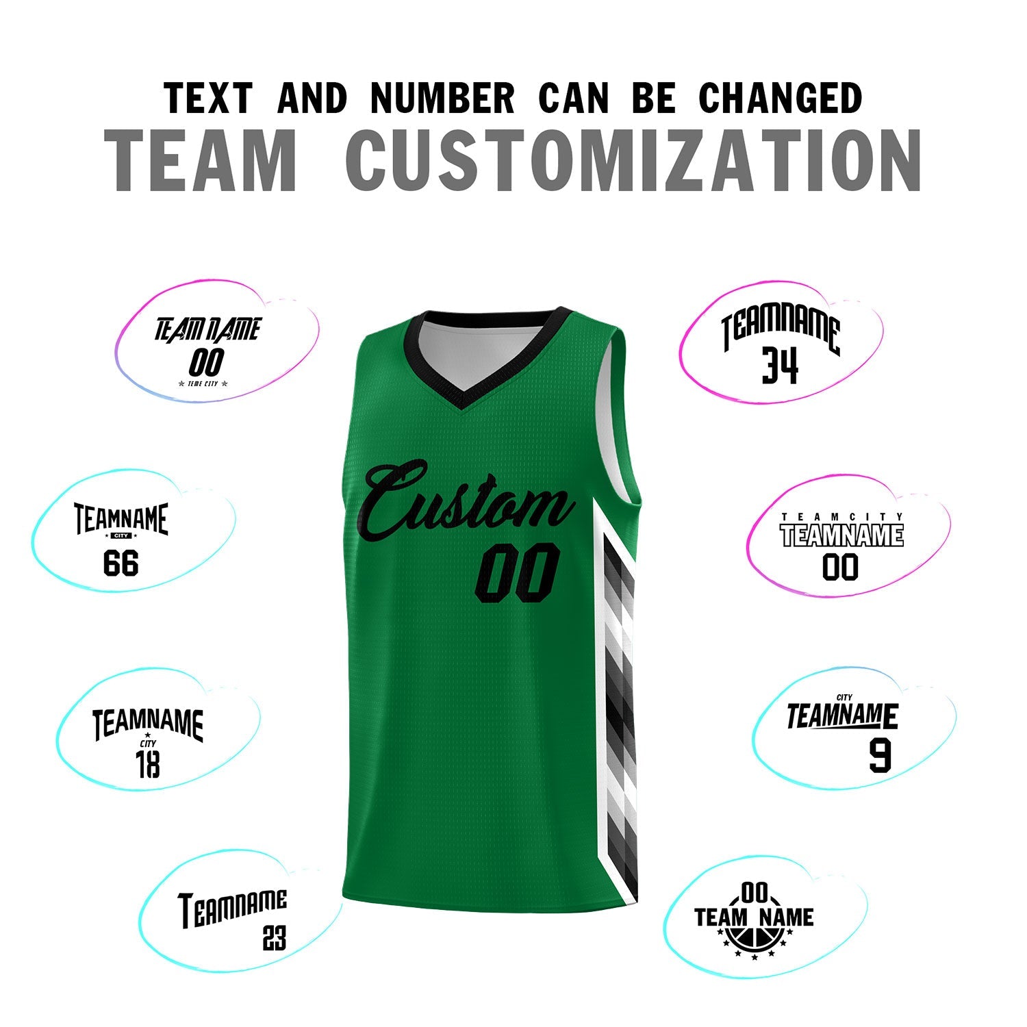 Custom Kelly Green Mosaic Gradient Fashion Sports Uniform Basketball Jersey