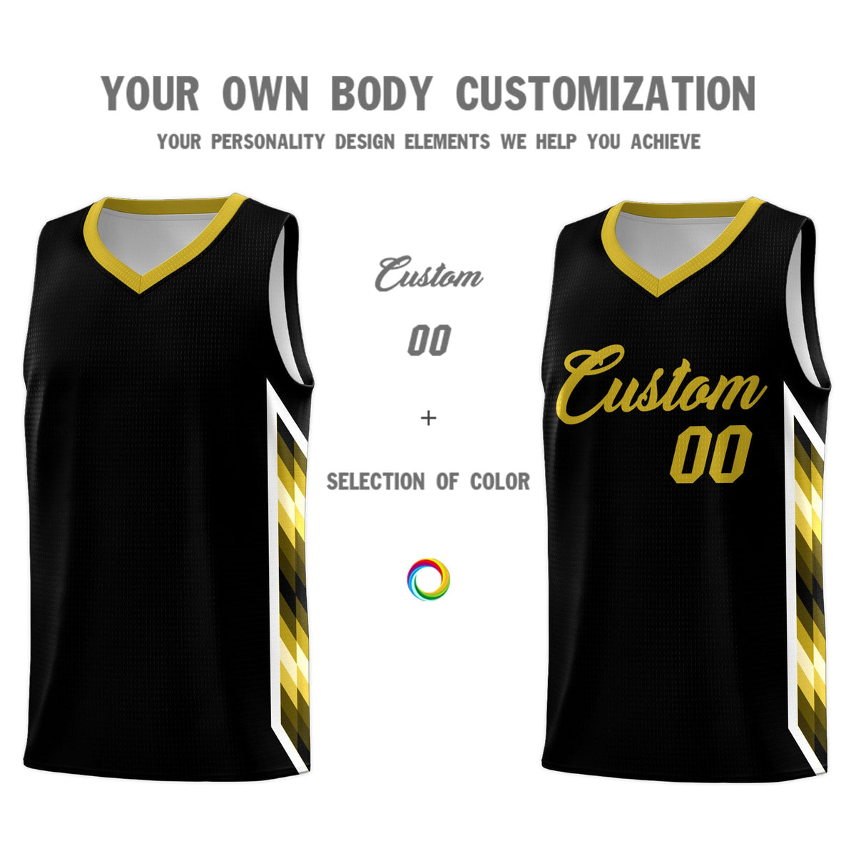 Custom Black Mosaic Gradient Fashion Sports Uniform Basketball Jersey