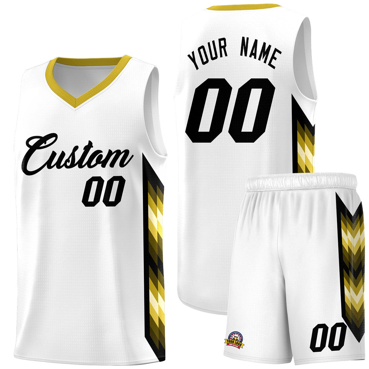 Custom White Mosaic Gradient Fashion Sports Uniform Basketball Jersey