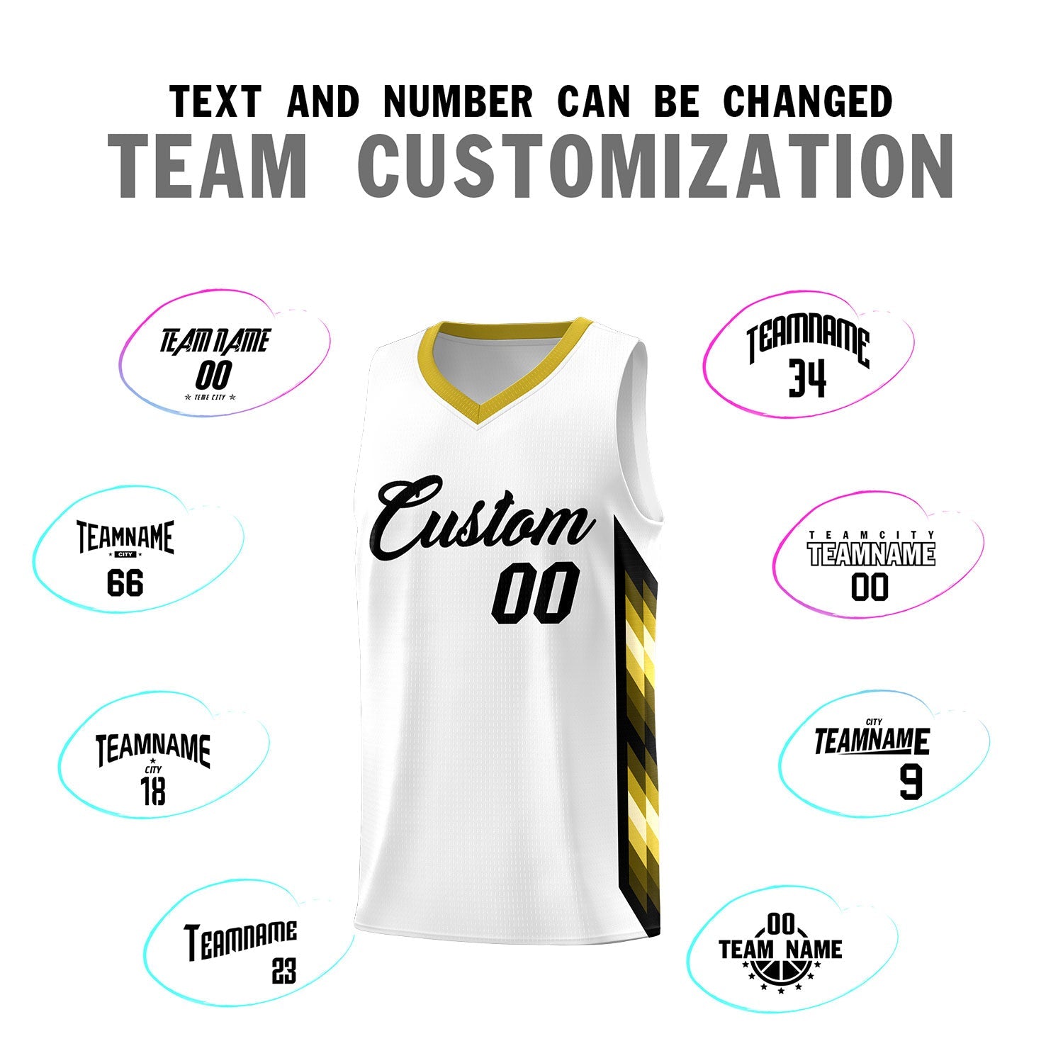 Custom White Mosaic Gradient Fashion Sports Uniform Basketball Jersey