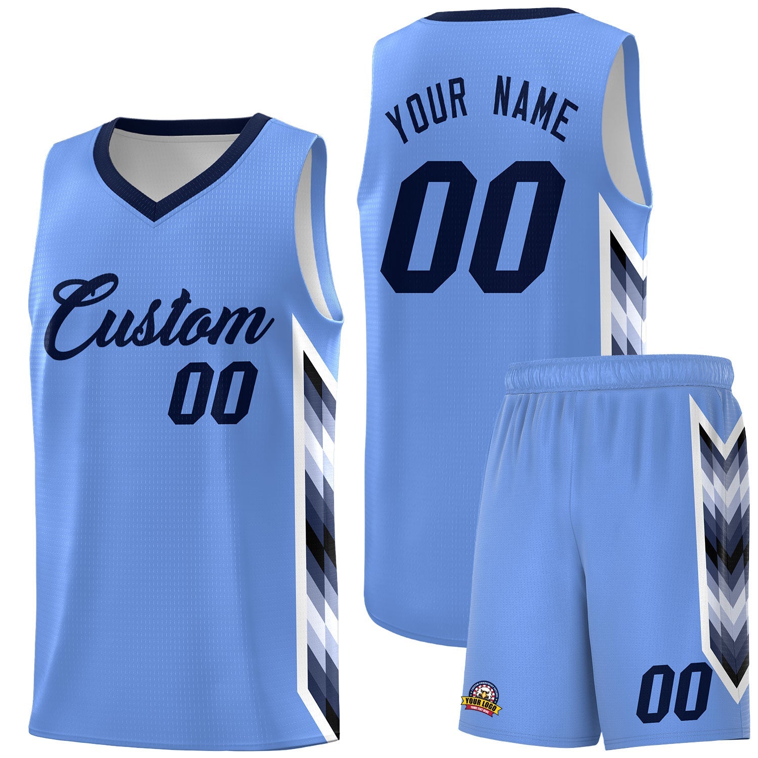 Custom Light Blue Mosaic Gradient Fashion Sports Uniform Basketball Jersey