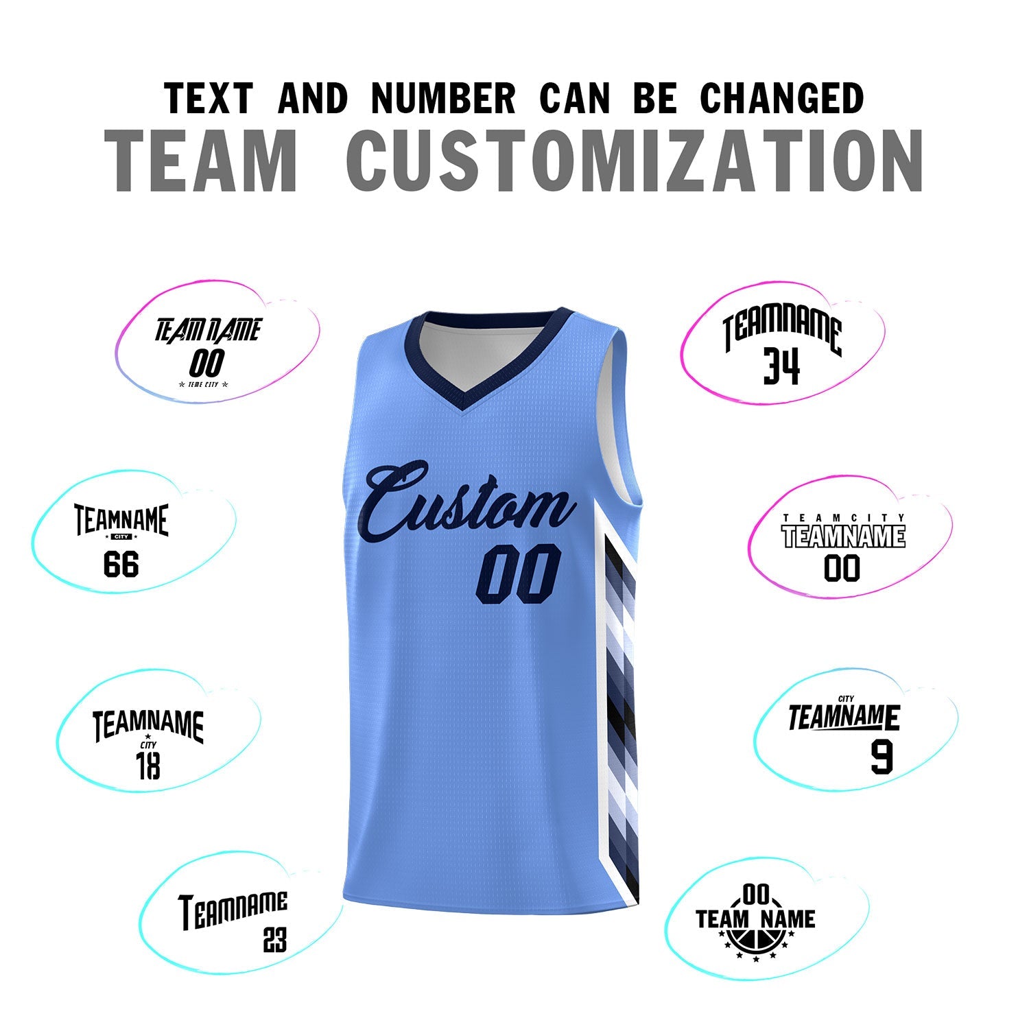 Custom Light Blue Mosaic Gradient Fashion Sports Uniform Basketball Jersey