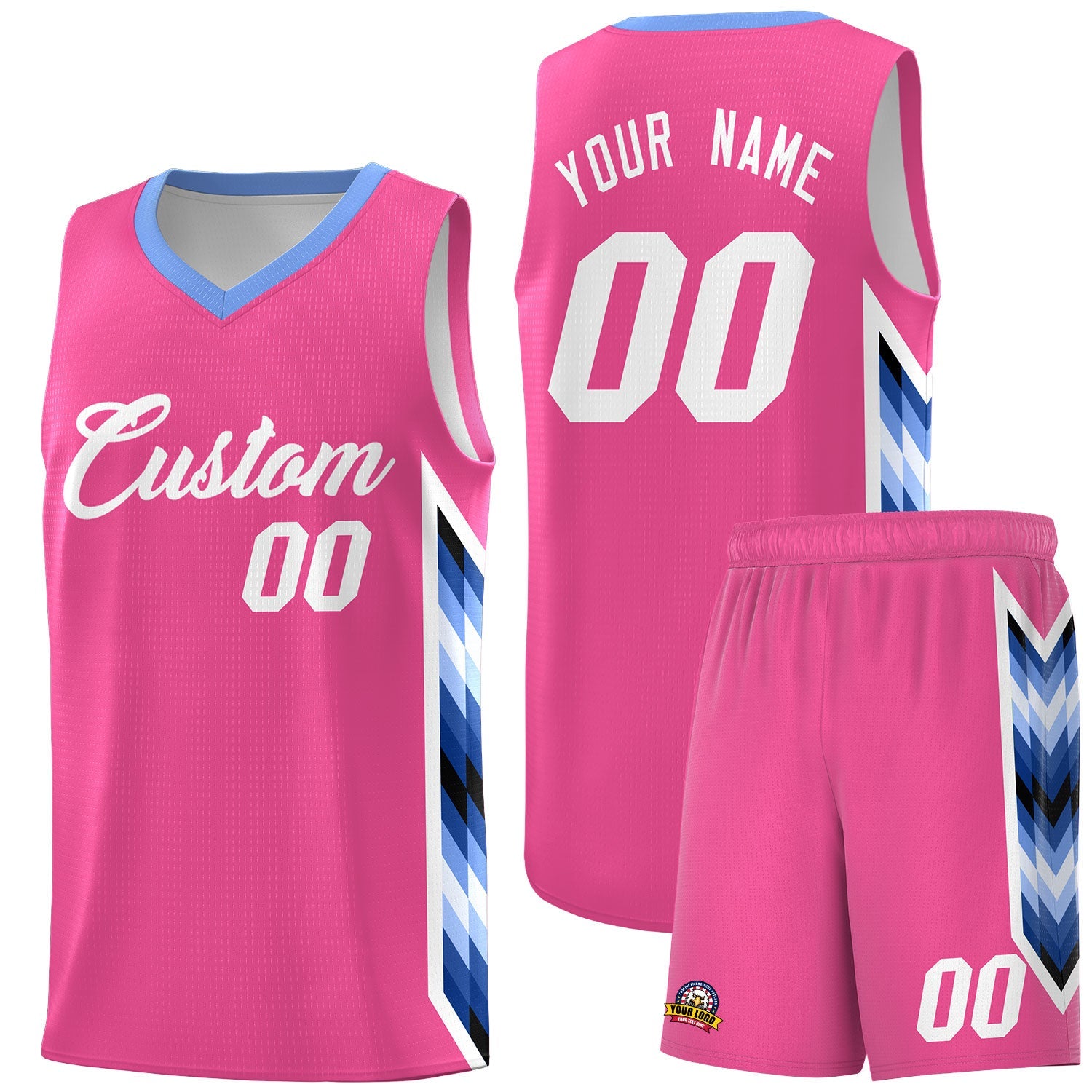 Custom Pink Mosaic Gradient Fashion Sports Uniform Basketball Jersey