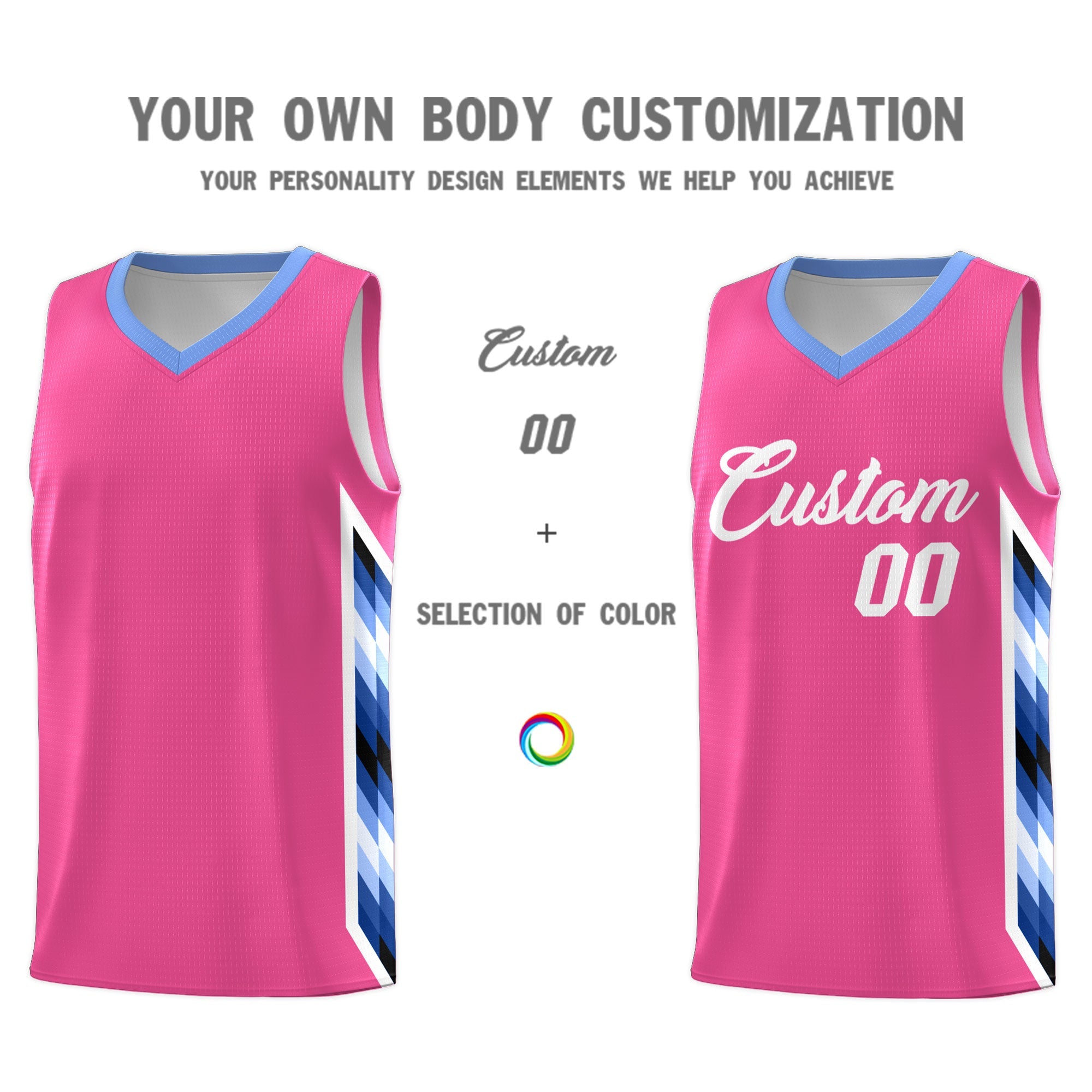Custom Pink Mosaic Gradient Fashion Sports Uniform Basketball Jersey