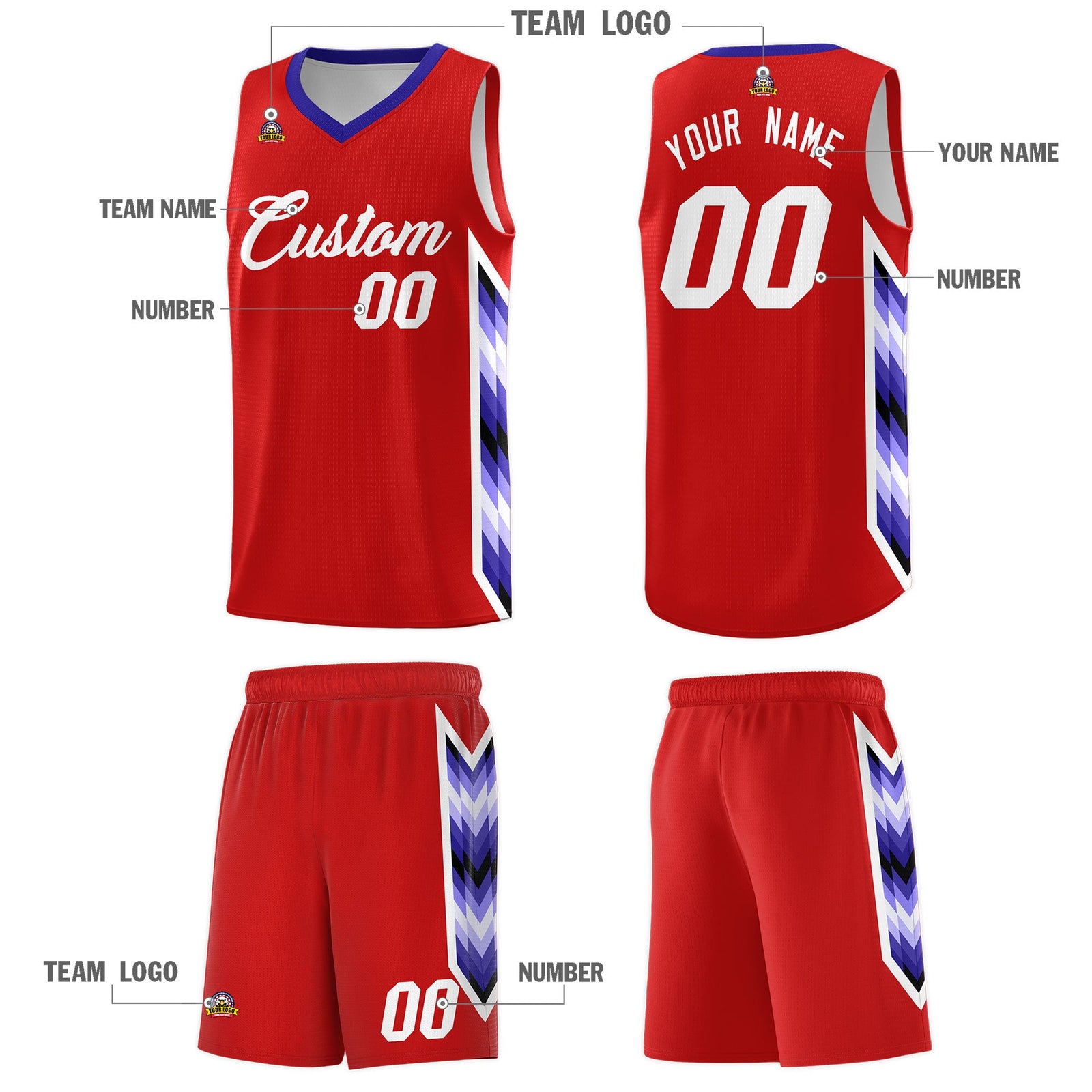Custom Red Mosaic Gradient Fashion Sports Uniform Basketball Jersey