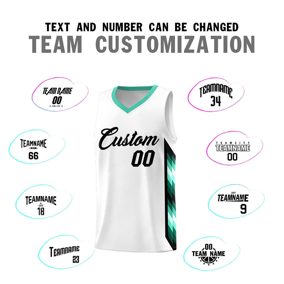 Custom White Mosaic Gradient Fashion Sports Uniform Basketball Jersey