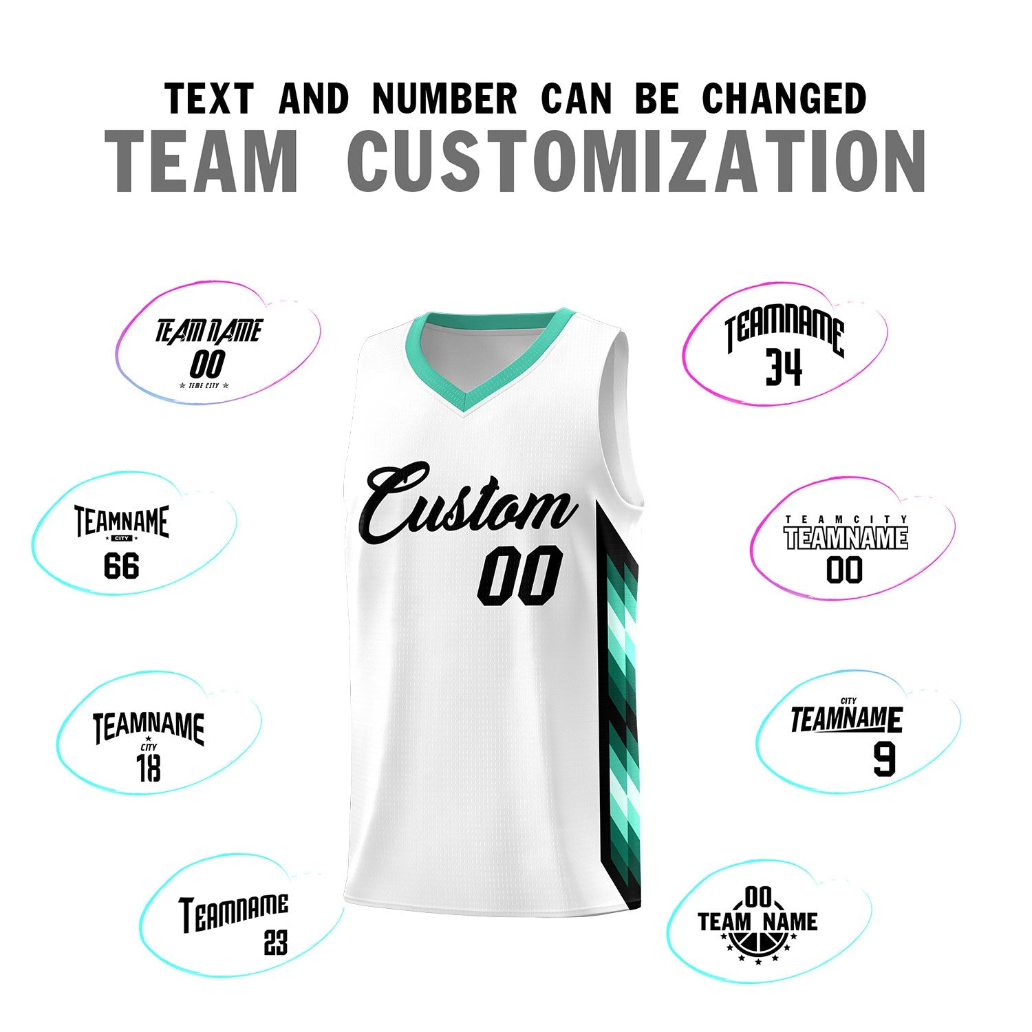 Custom White Mosaic Gradient Fashion Sports Uniform Basketball Jersey