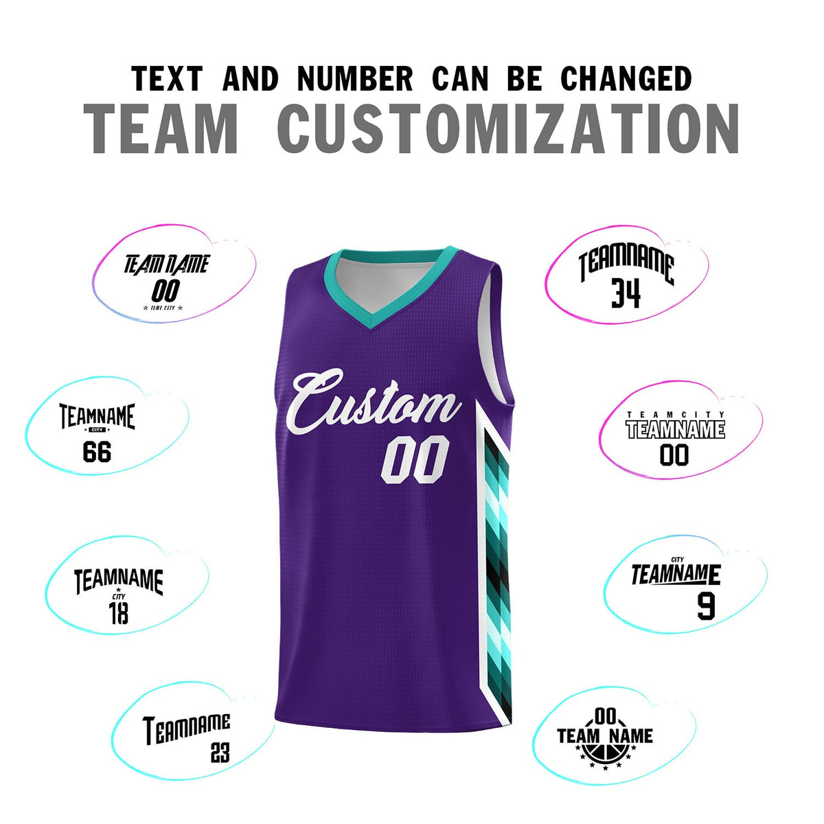 Custom Purple Mosaic Gradient Fashion Sports Uniform Basketball Jersey