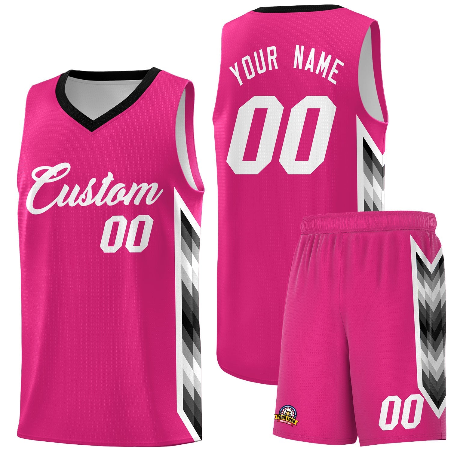 Custom Rose Red Mosaic Gradient Fashion Sports Uniform Basketball Jersey