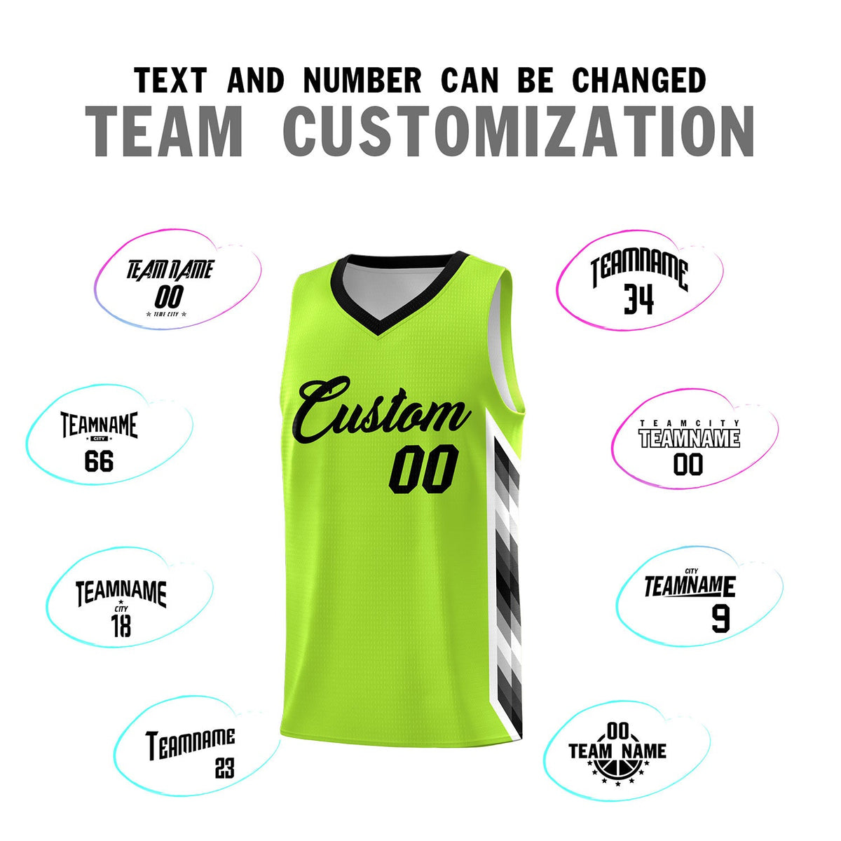 Custom Neon Green Mosaic Gradient Fashion Sports Uniform Basketball Jersey