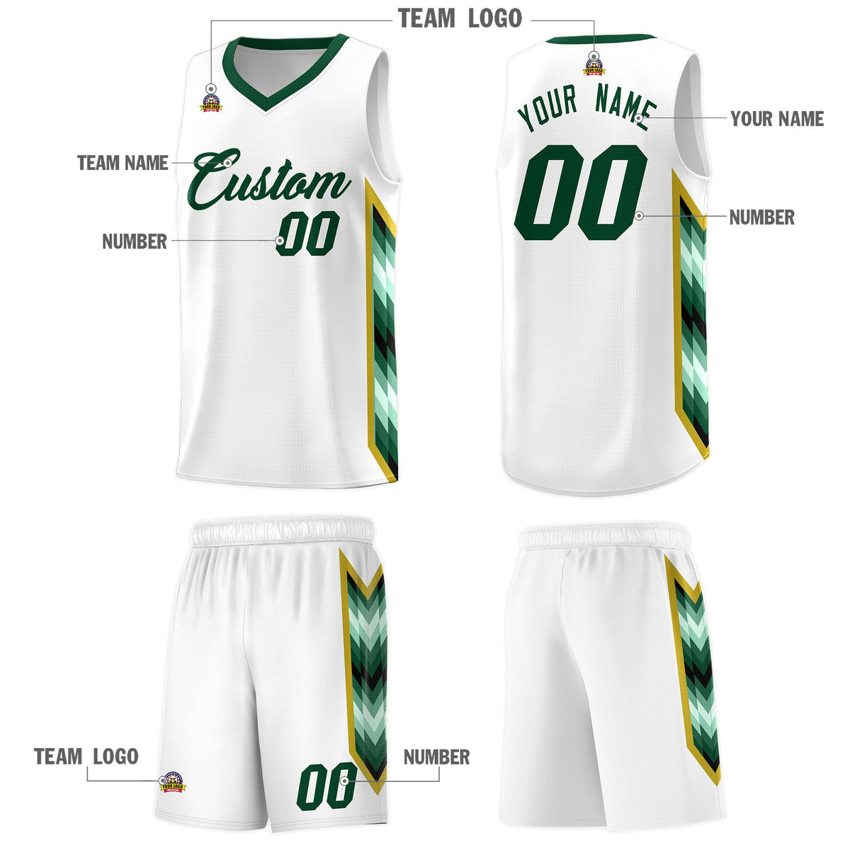 Custom White Mosaic Gradient Fashion Sports Uniform Basketball Jersey