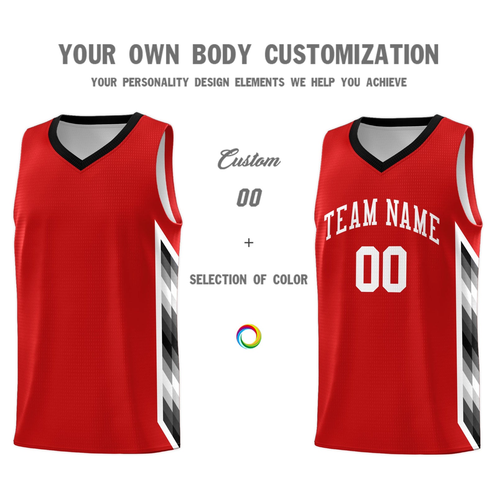 Custom Red Mosaic Gradient Fashion Sports Uniform Basketball Jersey