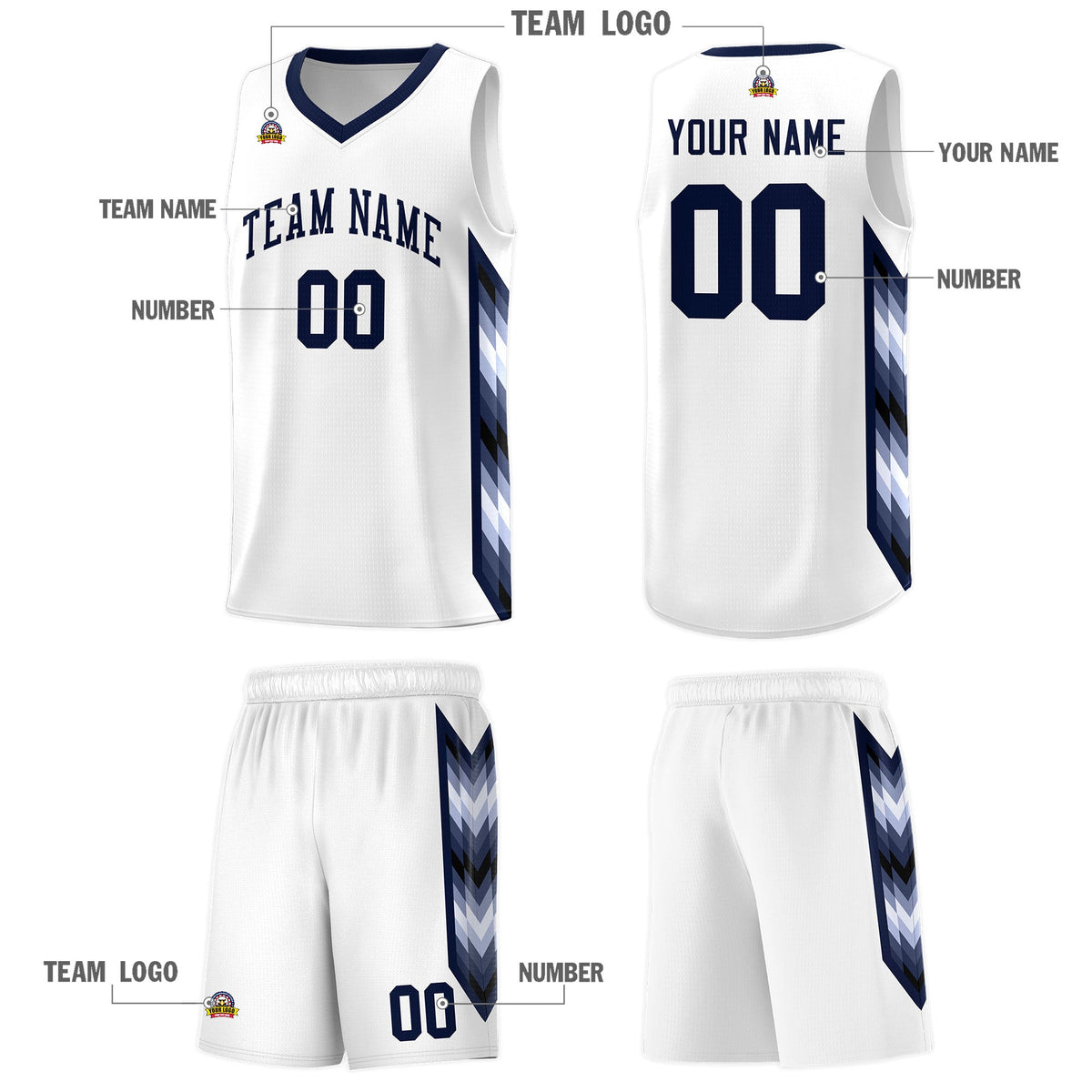 Custom White Mosaic Gradient Fashion Sports Uniform Basketball Jersey