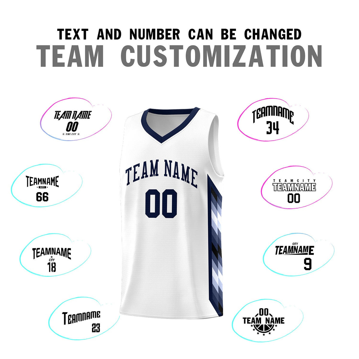 Custom White Mosaic Gradient Fashion Sports Uniform Basketball Jersey