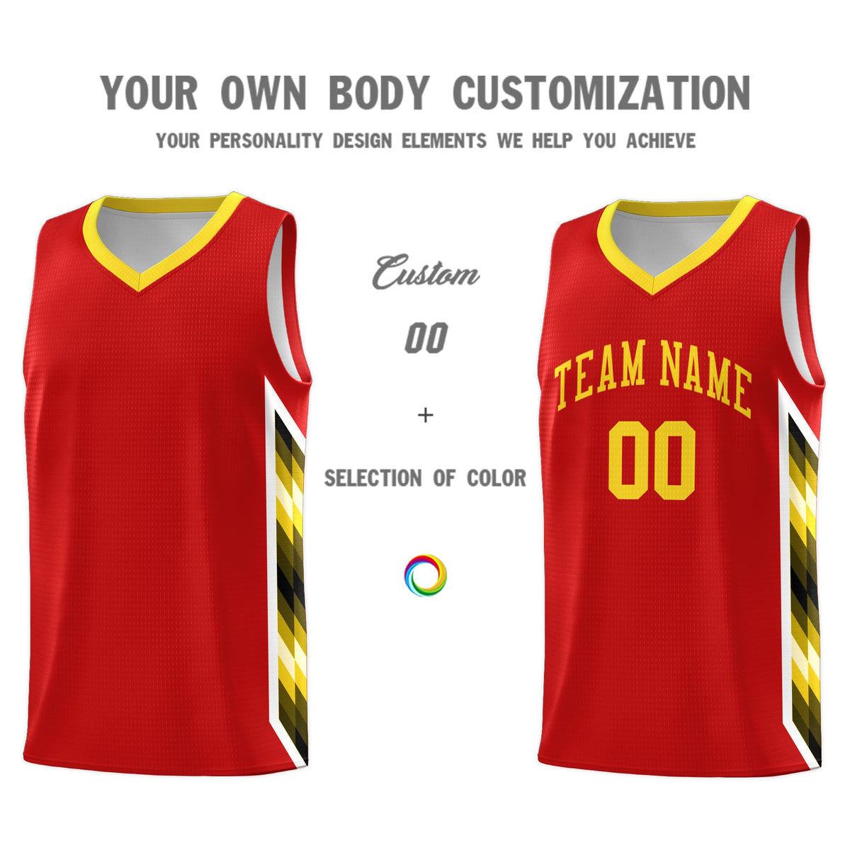 Custom Red Mosaic Gradient Fashion Sports Uniform Basketball Jersey