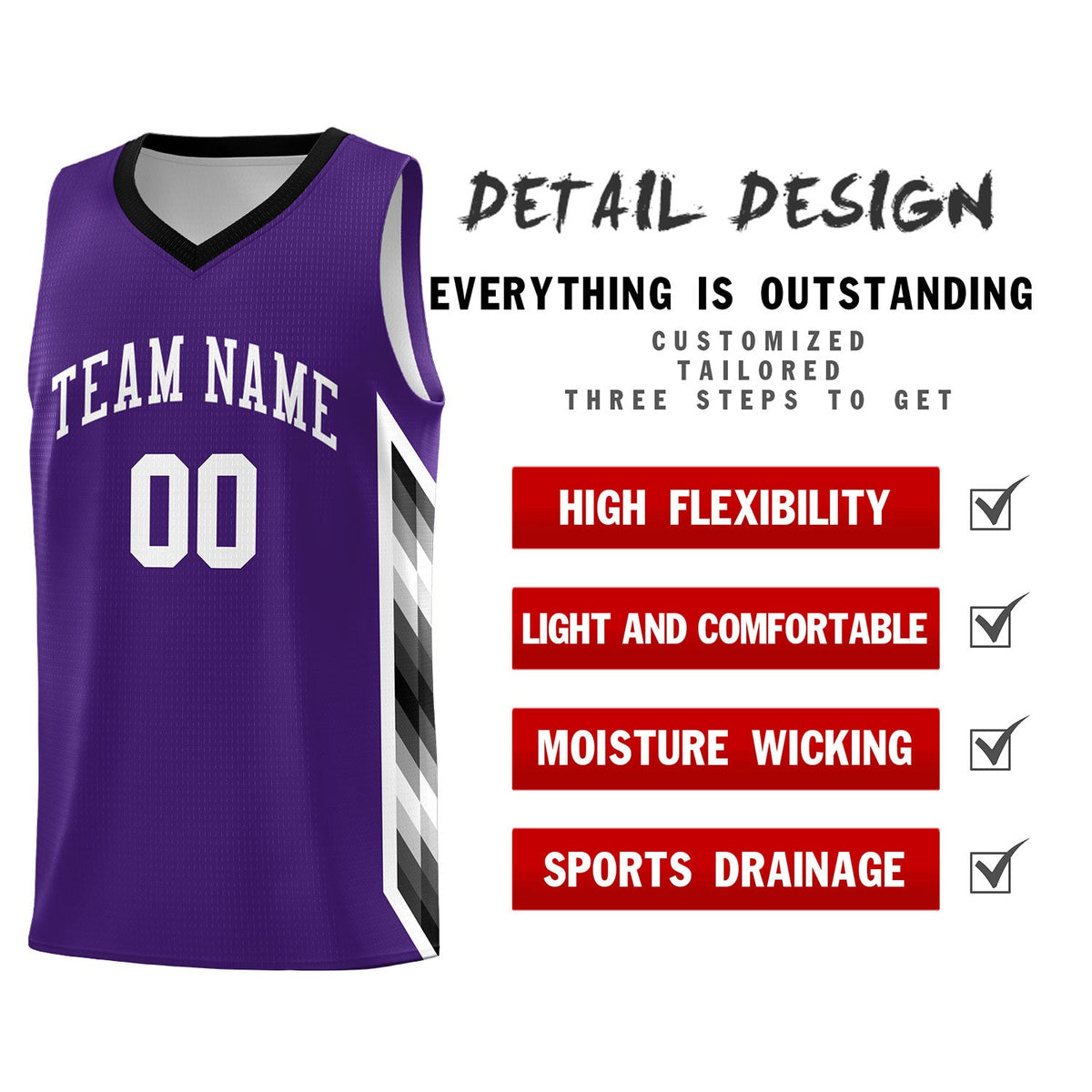 Custom Purple Mosaic Gradient Fashion Sports Uniform Basketball Jersey