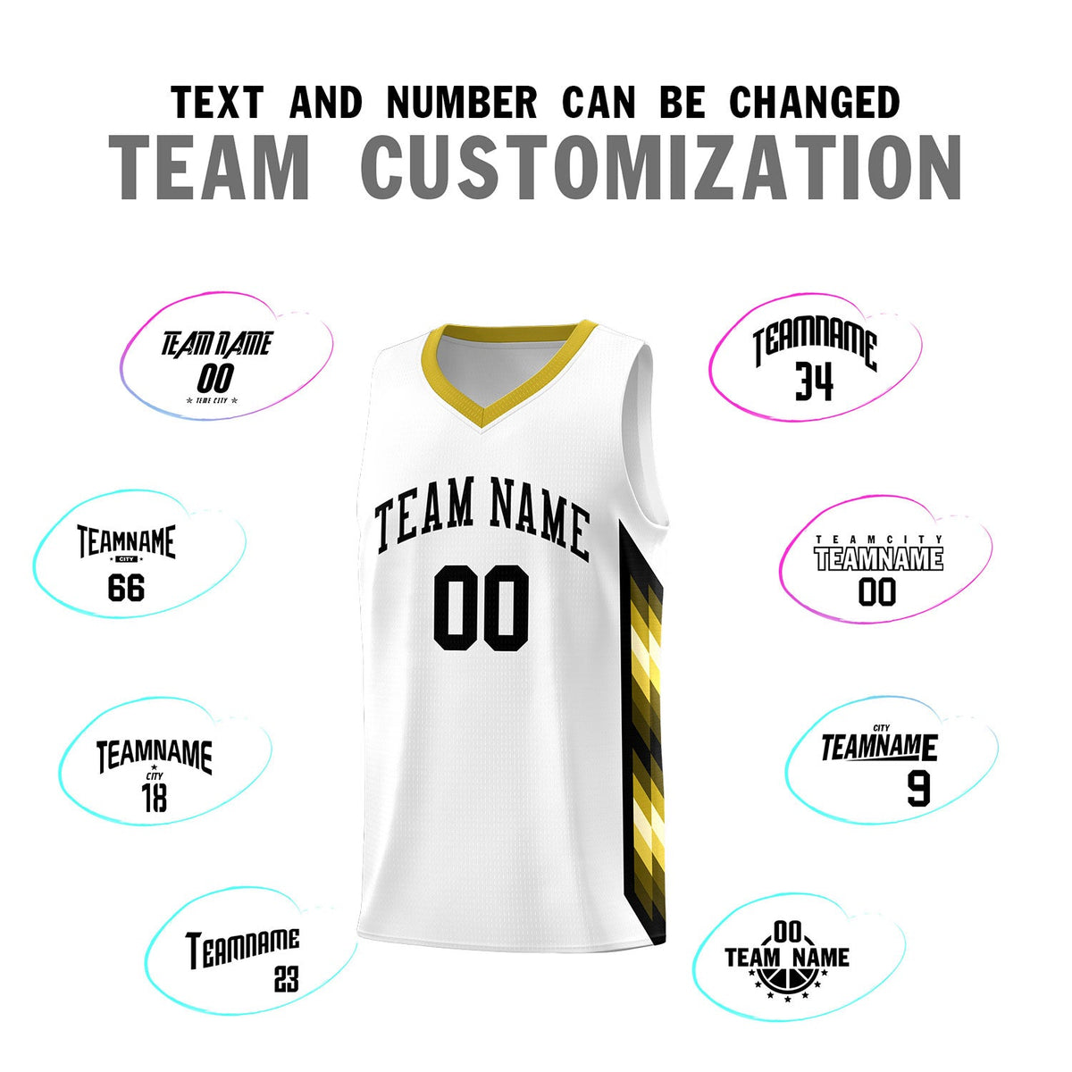 Custom White Mosaic Gradient Fashion Sports Uniform Basketball Jersey
