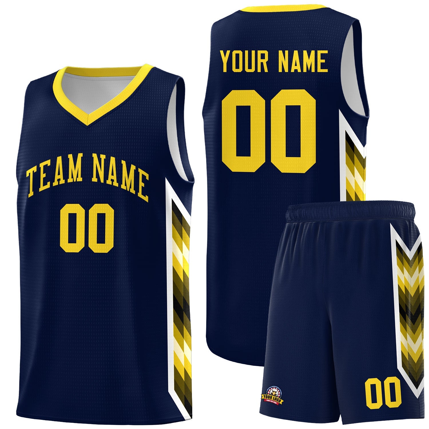 Custom Navy Mosaic Gradient Fashion Sports Uniform Basketball Jersey