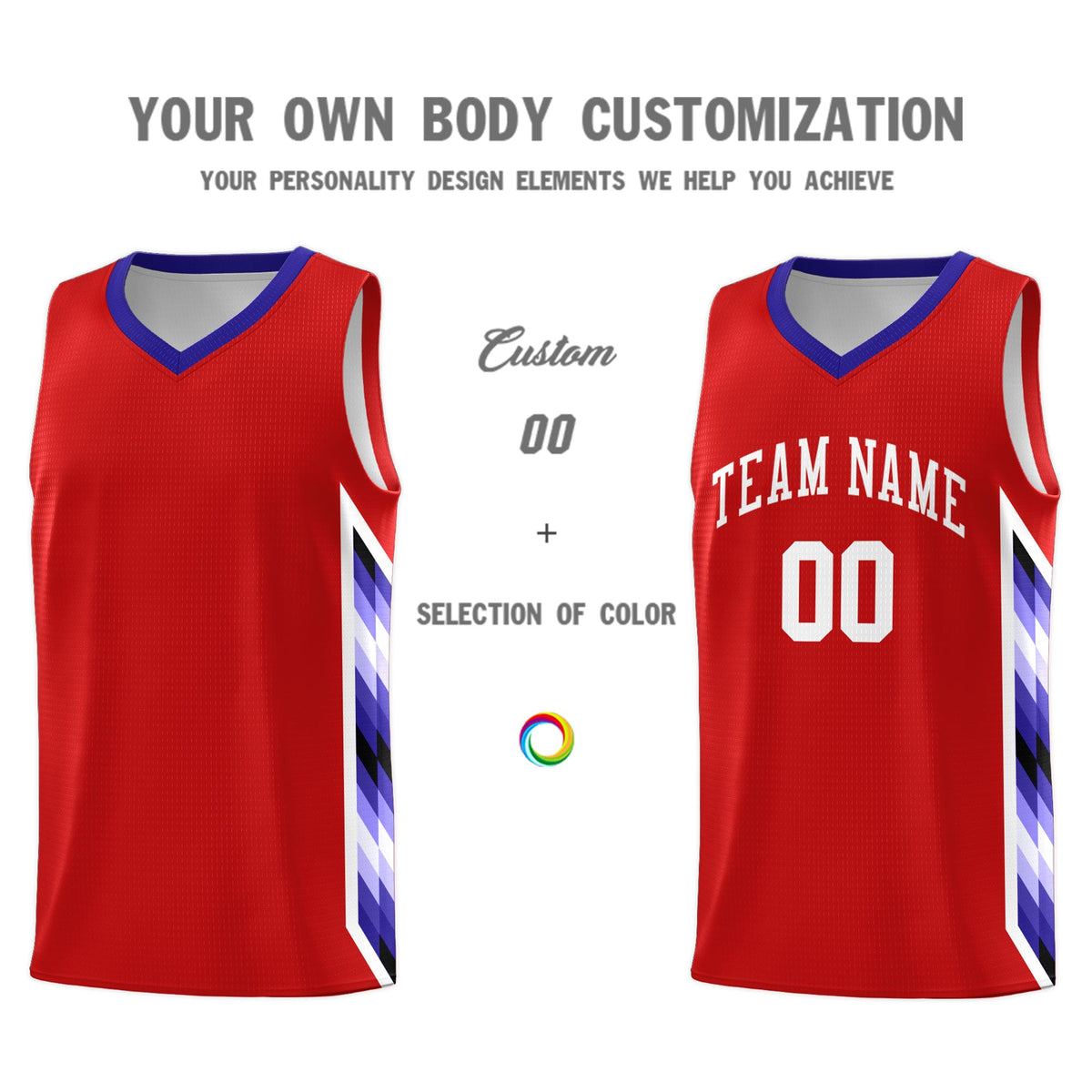 Custom Red Mosaic Gradient Fashion Sports Uniform Basketball Jersey