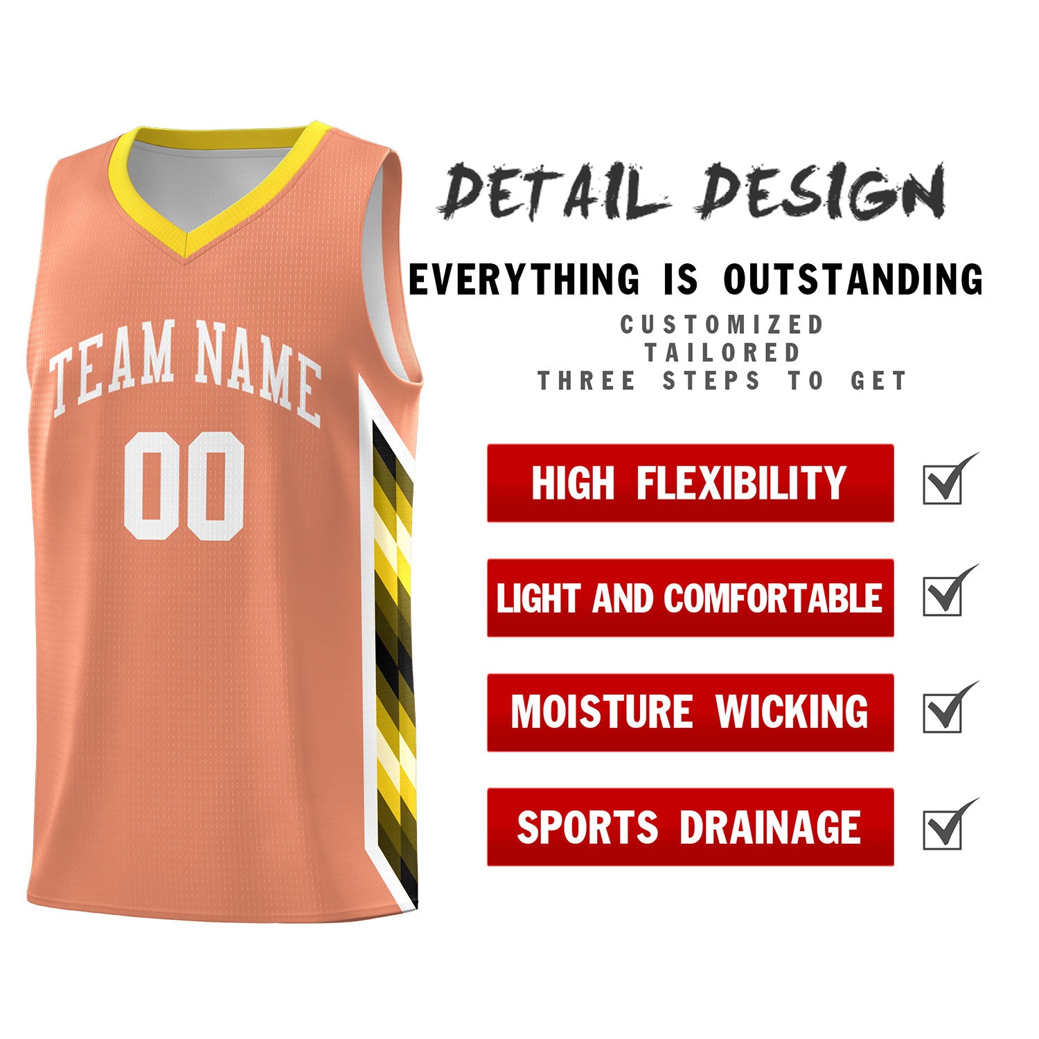 Custom Orange Mosaic Gradient Fashion Sports Uniform Basketball Jersey