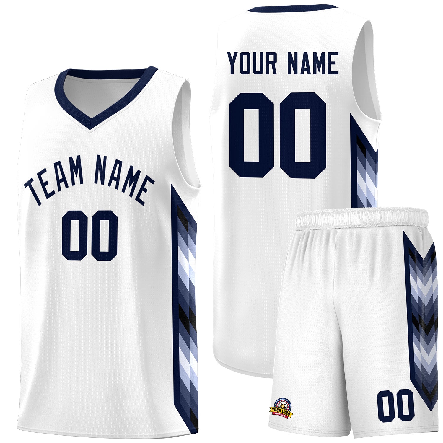 Custom White Mosaic Gradient Fashion Sports Uniform Basketball Jersey