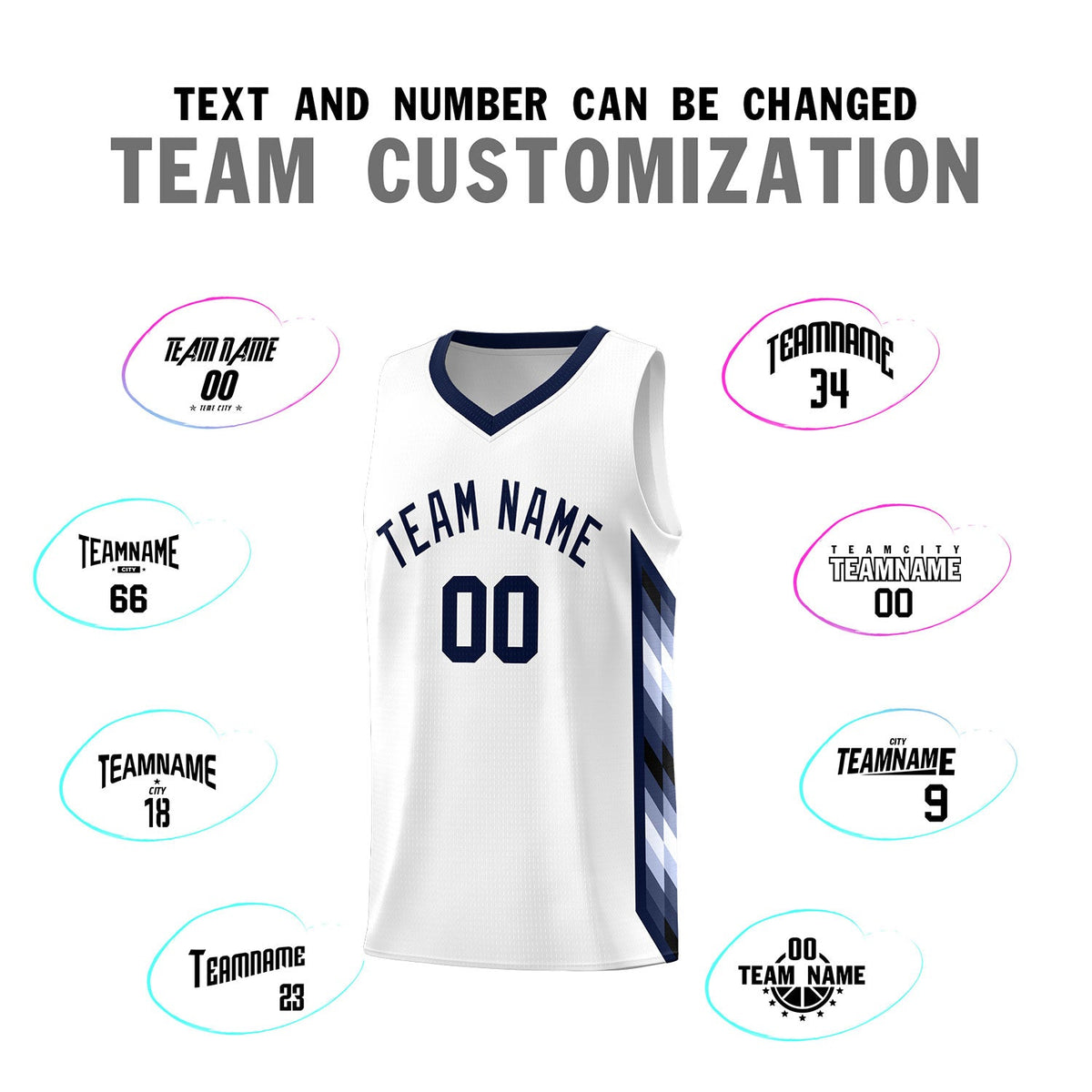 Custom White Mosaic Gradient Fashion Sports Uniform Basketball Jersey