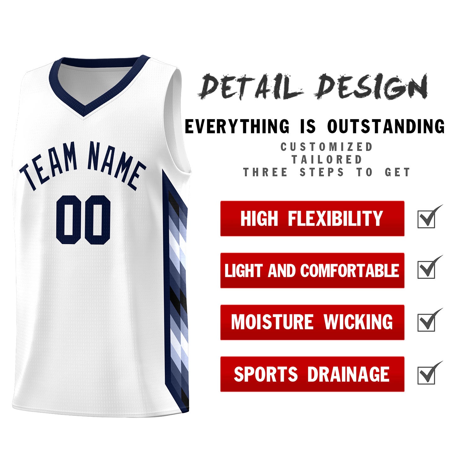 Custom White Mosaic Gradient Fashion Sports Uniform Basketball Jersey