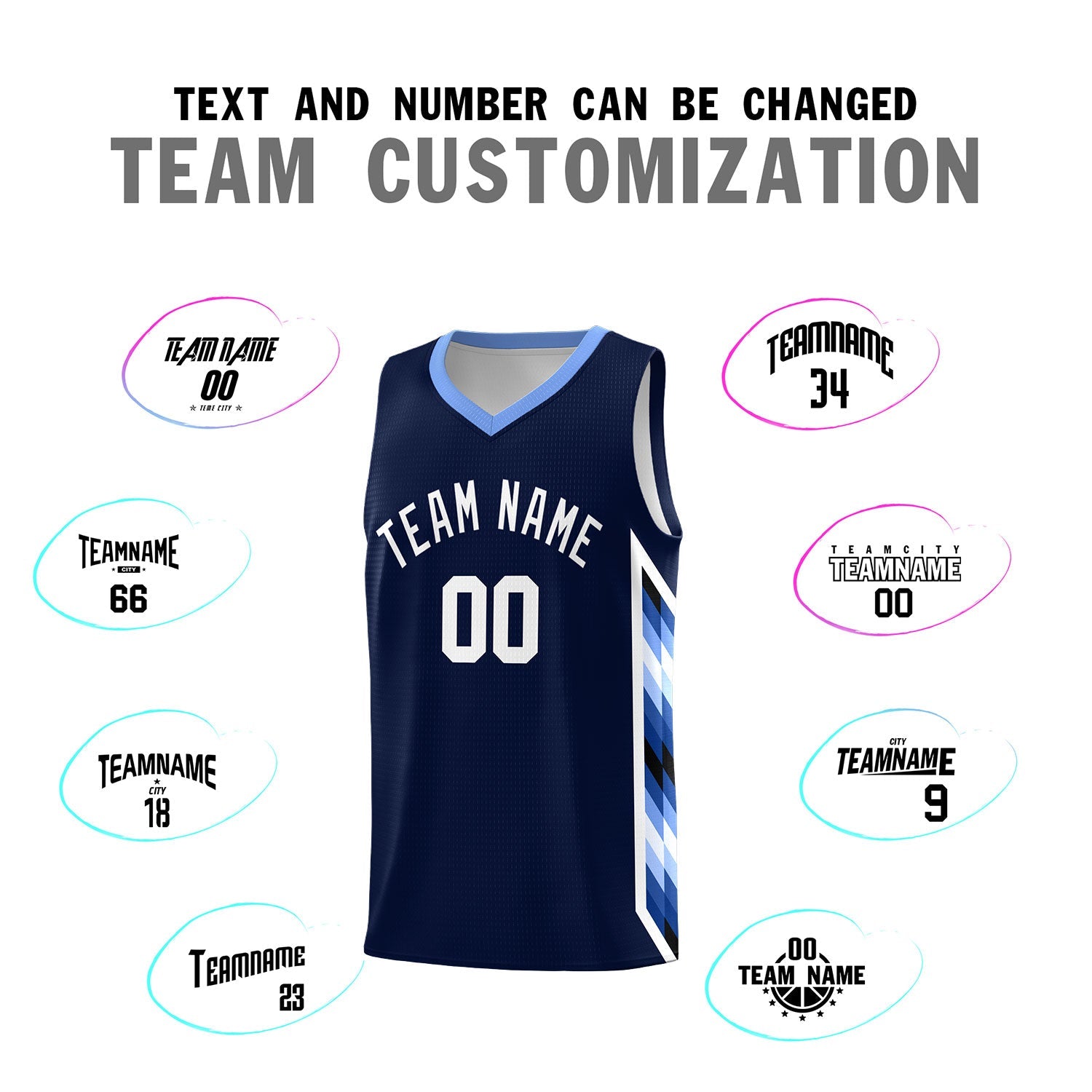 Custom Navy Mosaic Gradient Fashion Sports Uniform Basketball Jersey