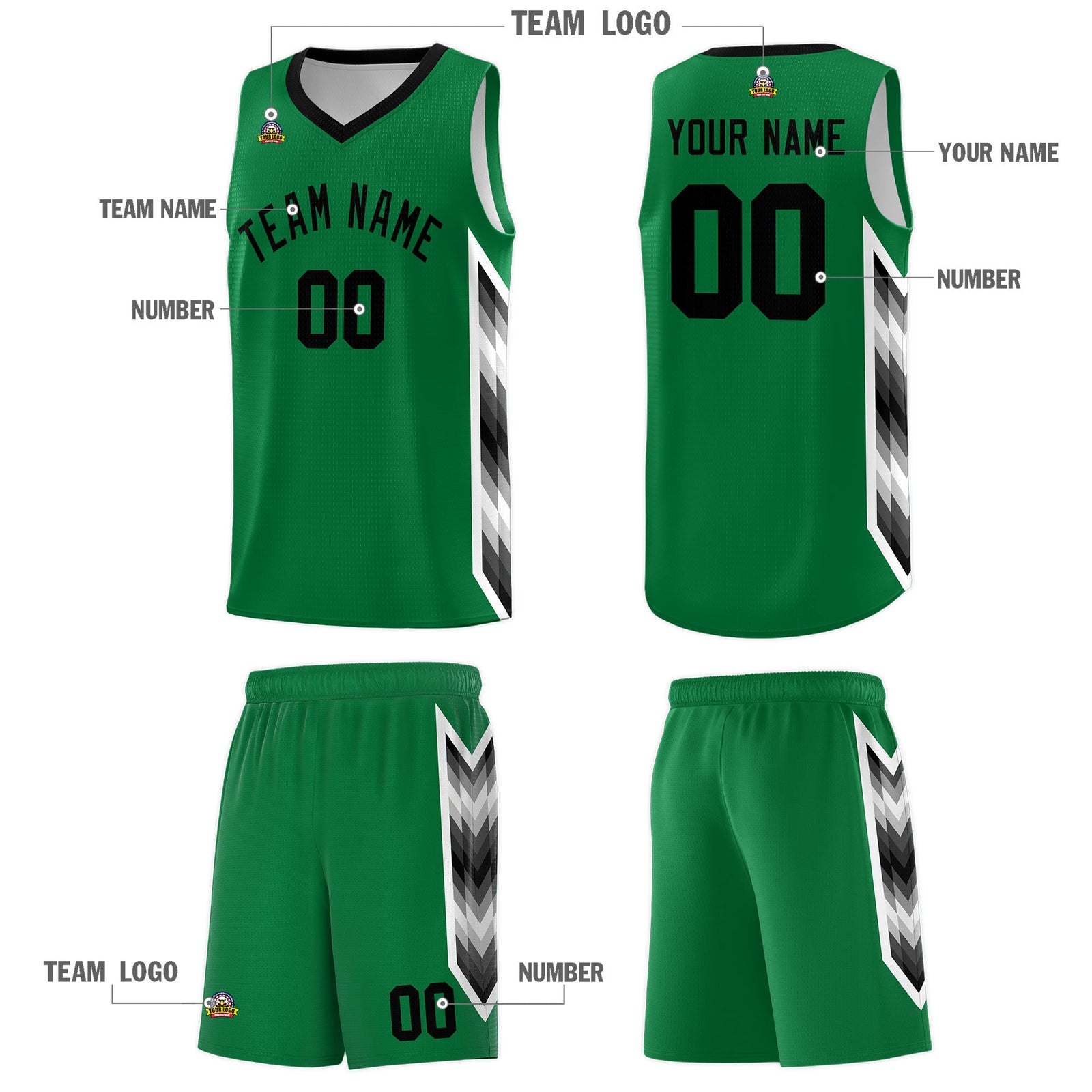 Custom Kelly Green Mosaic Gradient Fashion Sports Uniform Basketball Jersey