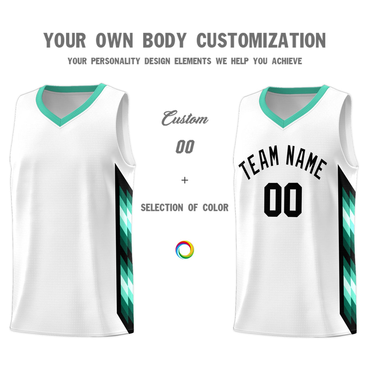 Custom White Mosaic Gradient Fashion Sports Uniform Basketball Jersey