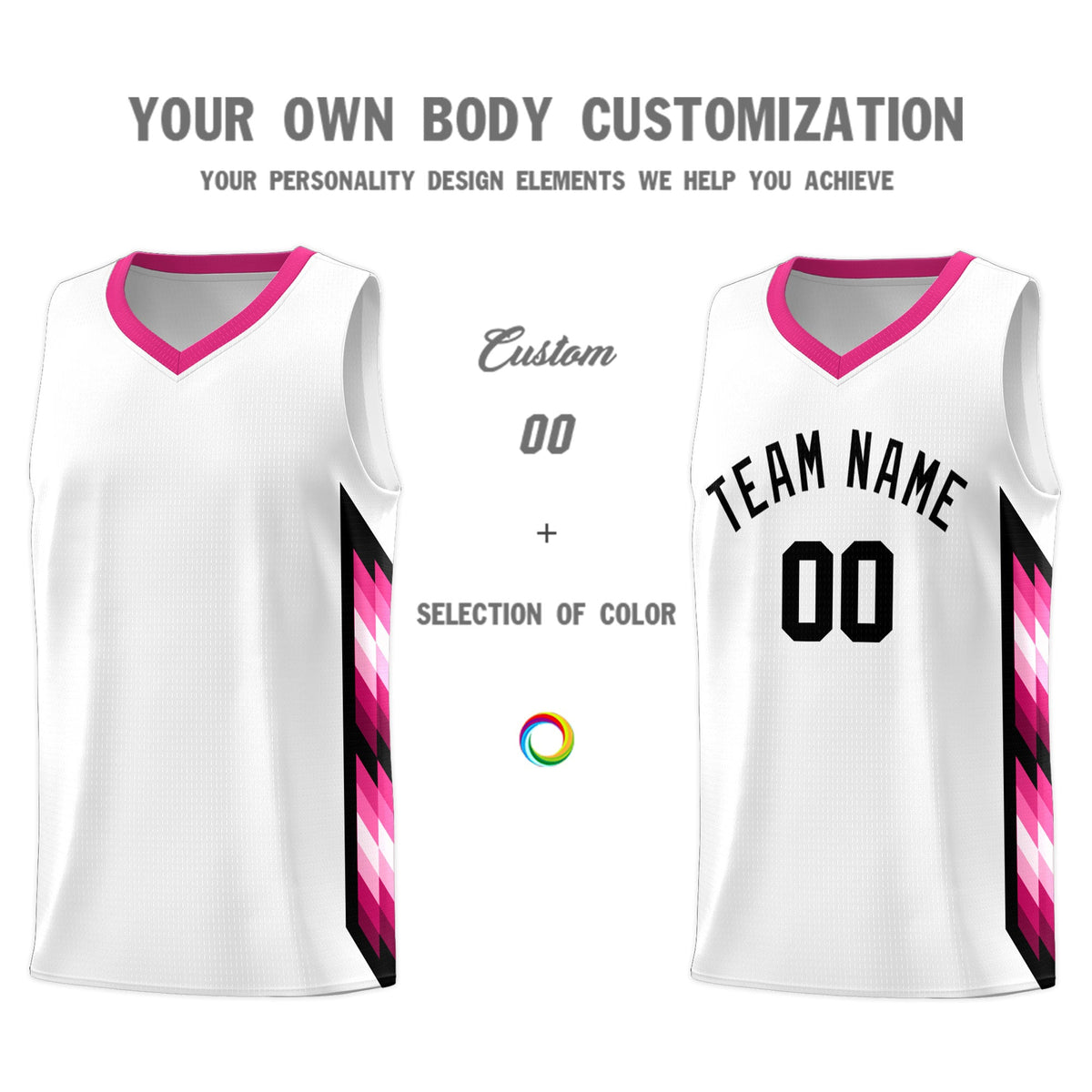 Custom White Mosaic Gradient Fashion Sports Uniform Basketball Jersey