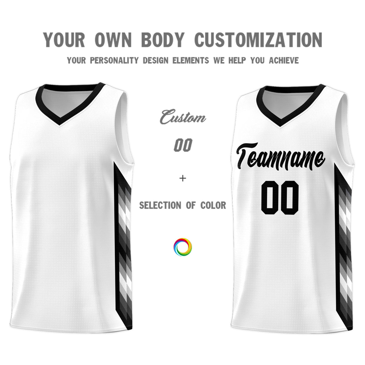 Custom White Mosaic Gradient Fashion Sports Uniform Basketball Jersey