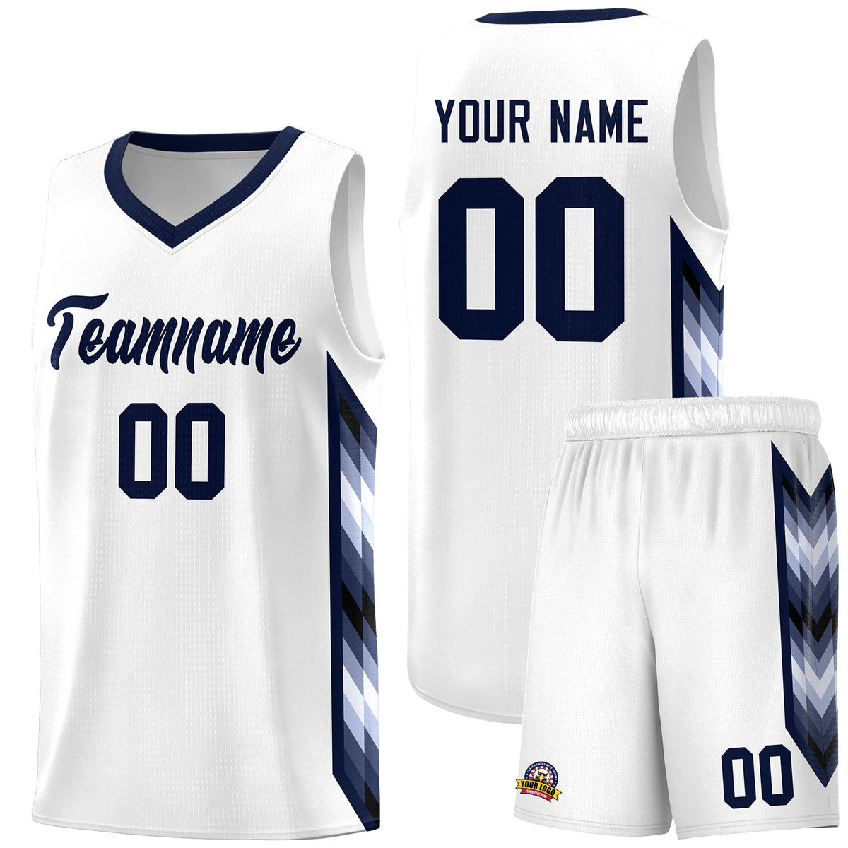 Custom White Mosaic Gradient Fashion Sports Uniform Basketball Jersey