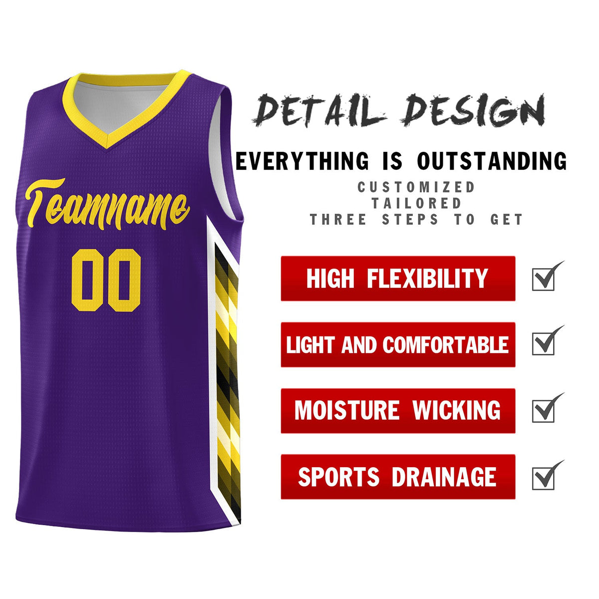 Custom Purple Mosaic Gradient Fashion Sports Uniform Basketball Jersey