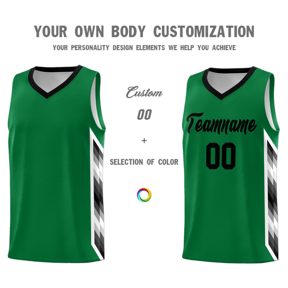 Custom Kelly Green Mosaic Gradient Fashion Sports Uniform Basketball Jersey