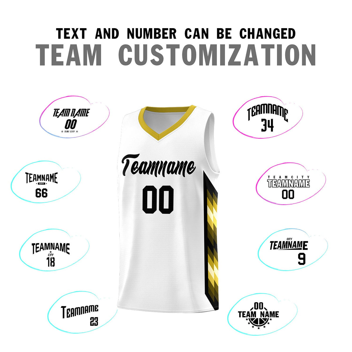 Custom White Mosaic Gradient Fashion Sports Uniform Basketball Jersey