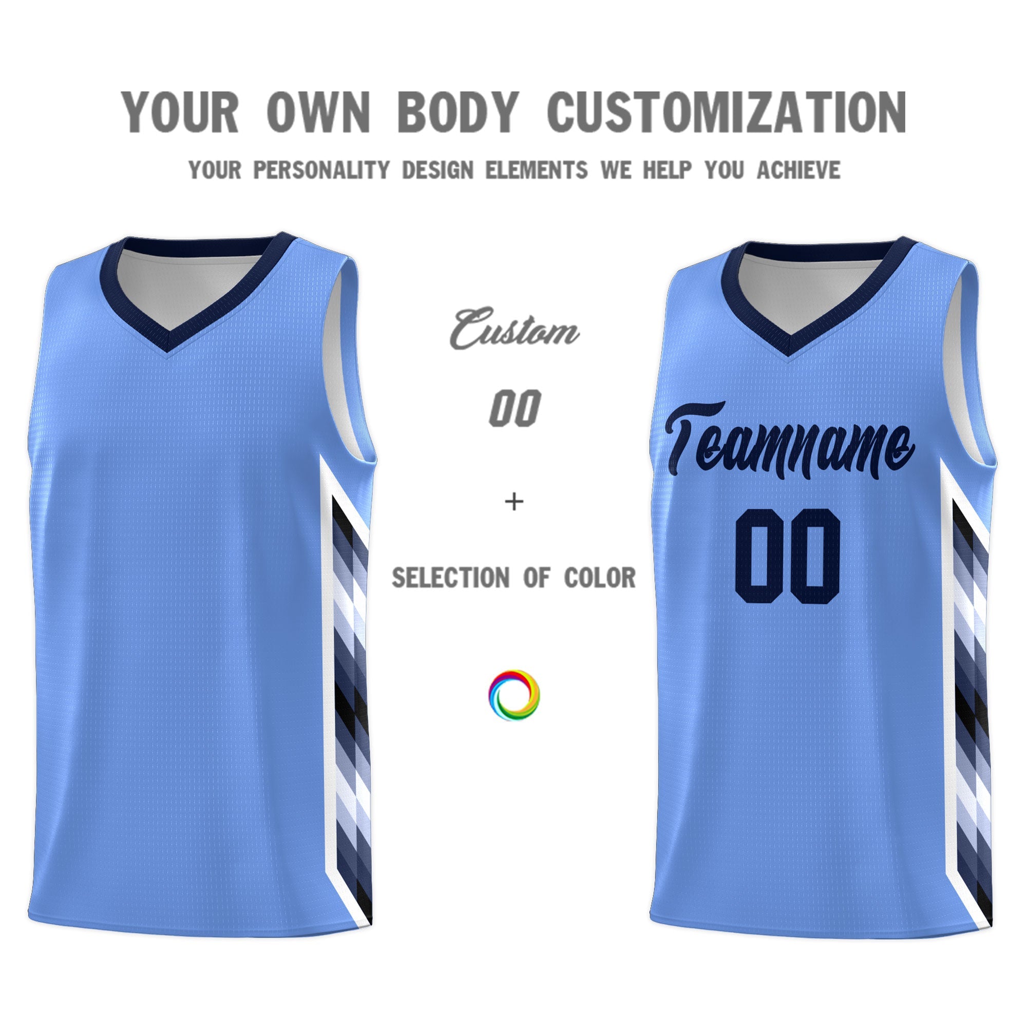 Custom Light Blue Mosaic Gradient Fashion Sports Uniform Basketball Jersey