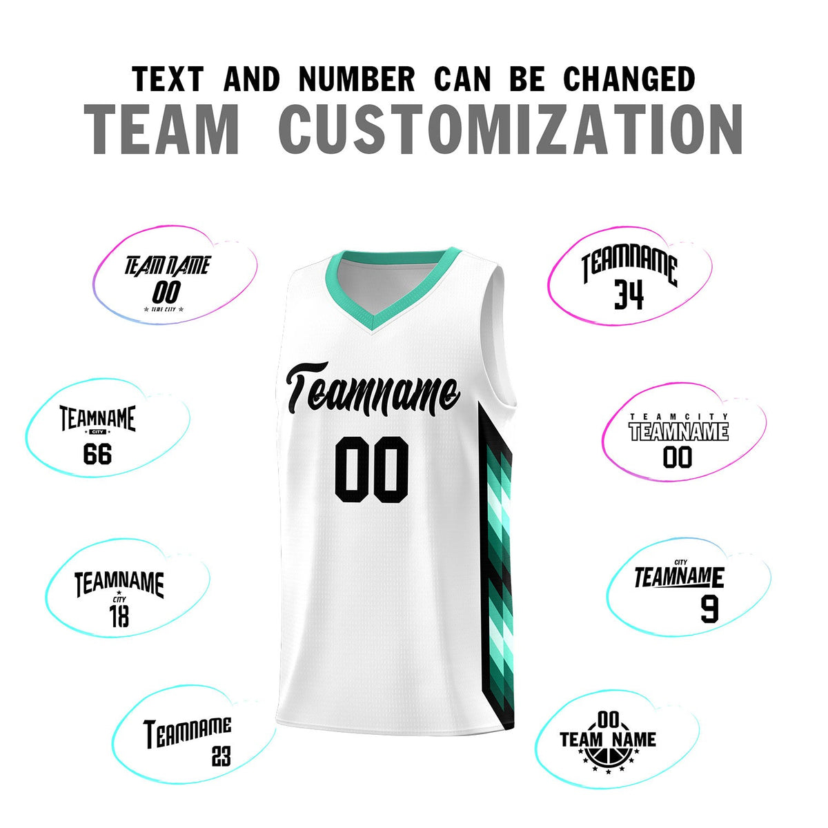 Custom White Mosaic Gradient Fashion Sports Uniform Basketball Jersey