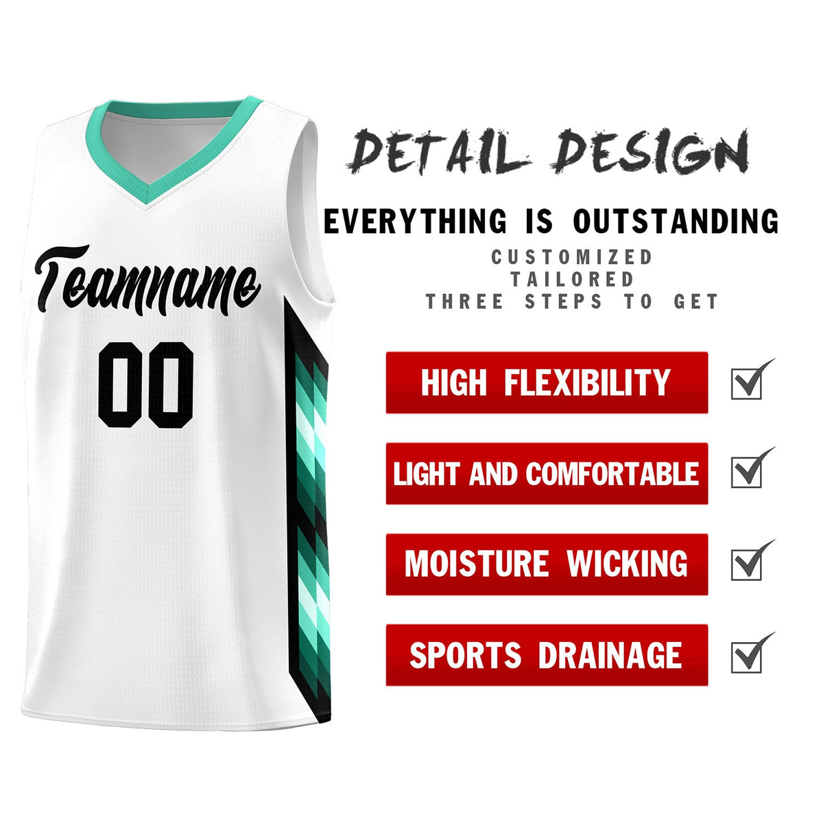 Custom White Mosaic Gradient Fashion Sports Uniform Basketball Jersey
