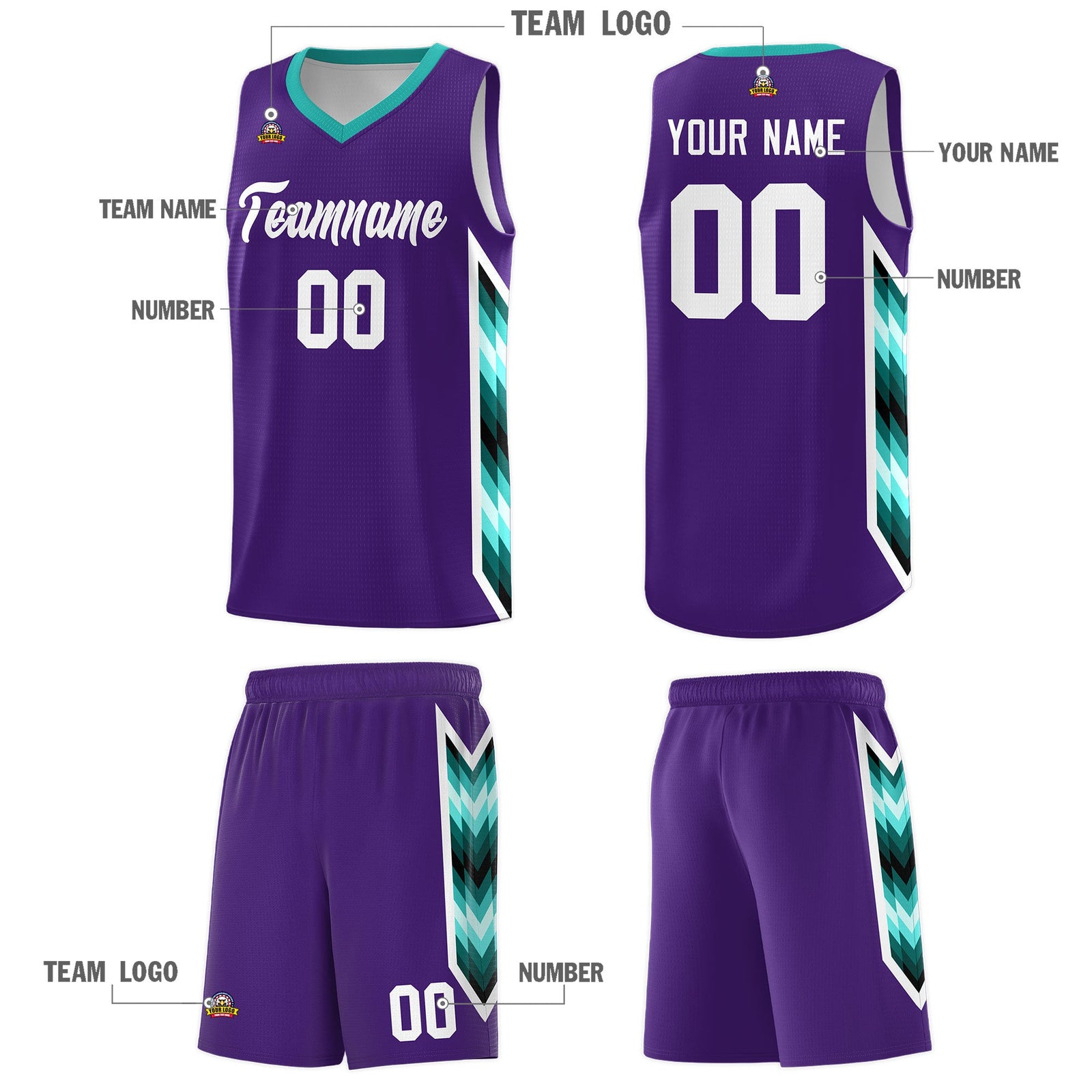 Custom Purple Mosaic Gradient Fashion Sports Uniform Basketball Jersey