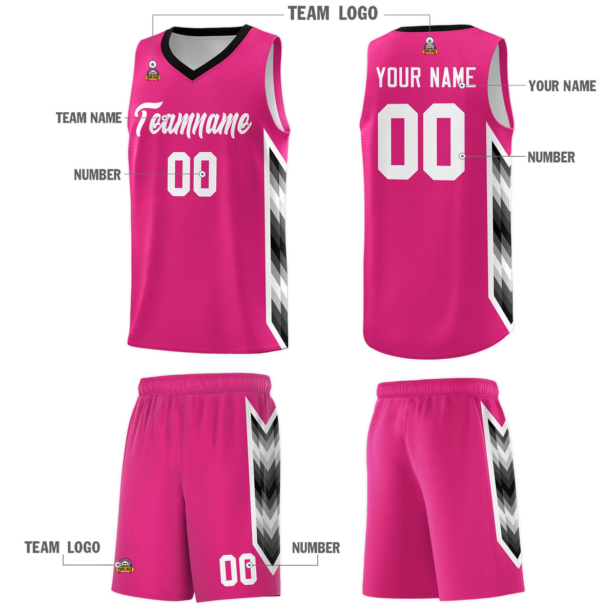 Custom Rose Red Mosaic Gradient Fashion Sports Uniform Basketball Jersey